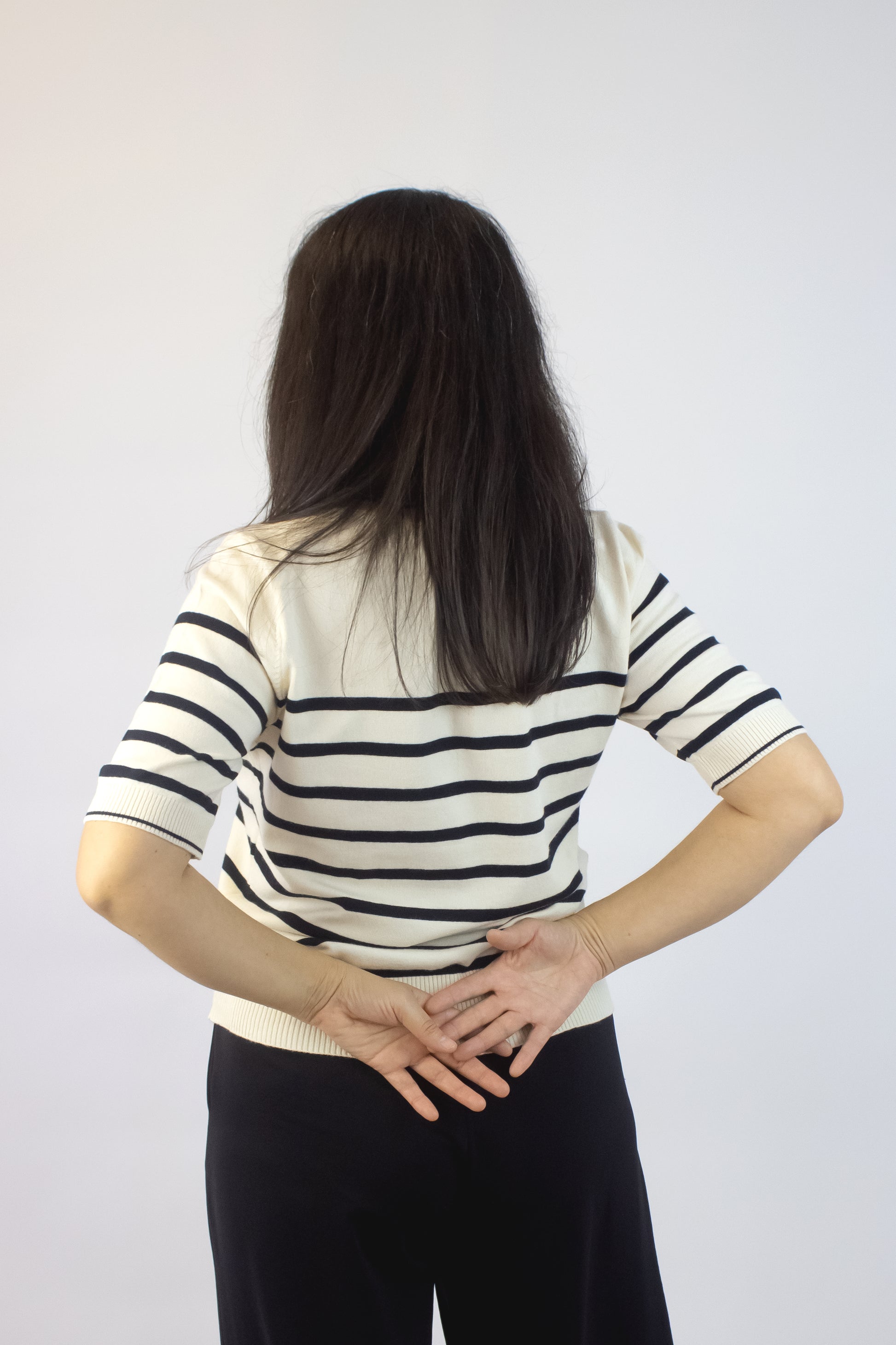 5628 Blusa Rayada Manga 2/4 Cuello con Franja