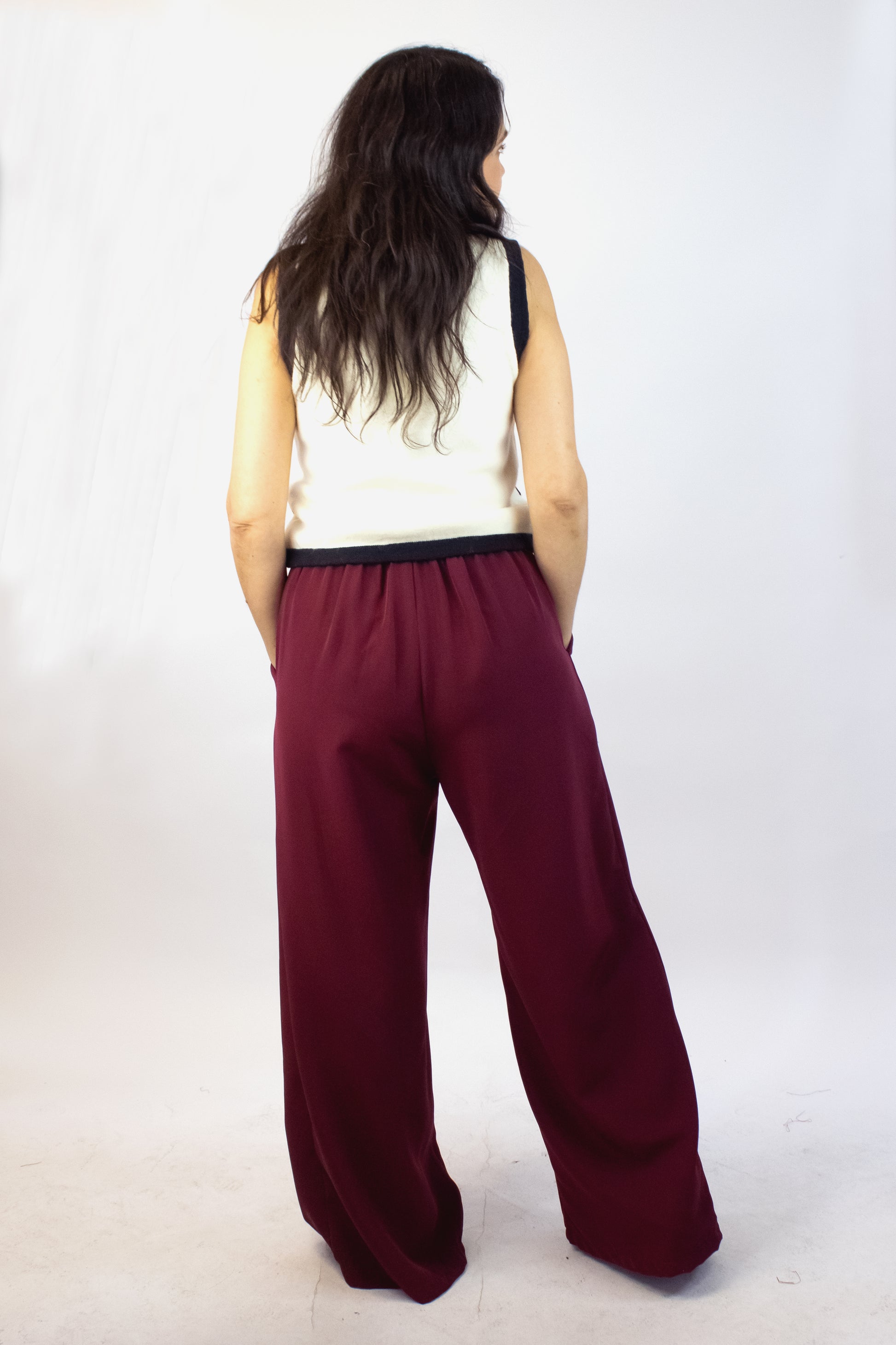 4213BTJ Pantalón Pierna Ancha Mitad Elástico Mitad Pretina