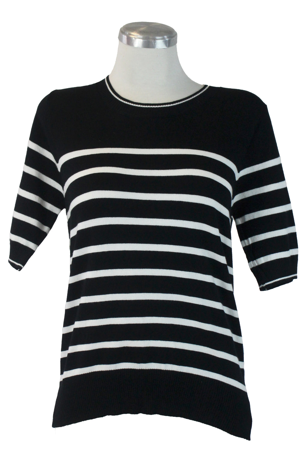 5628 Blusa Rayada Manga 2/4 Cuello con Franja