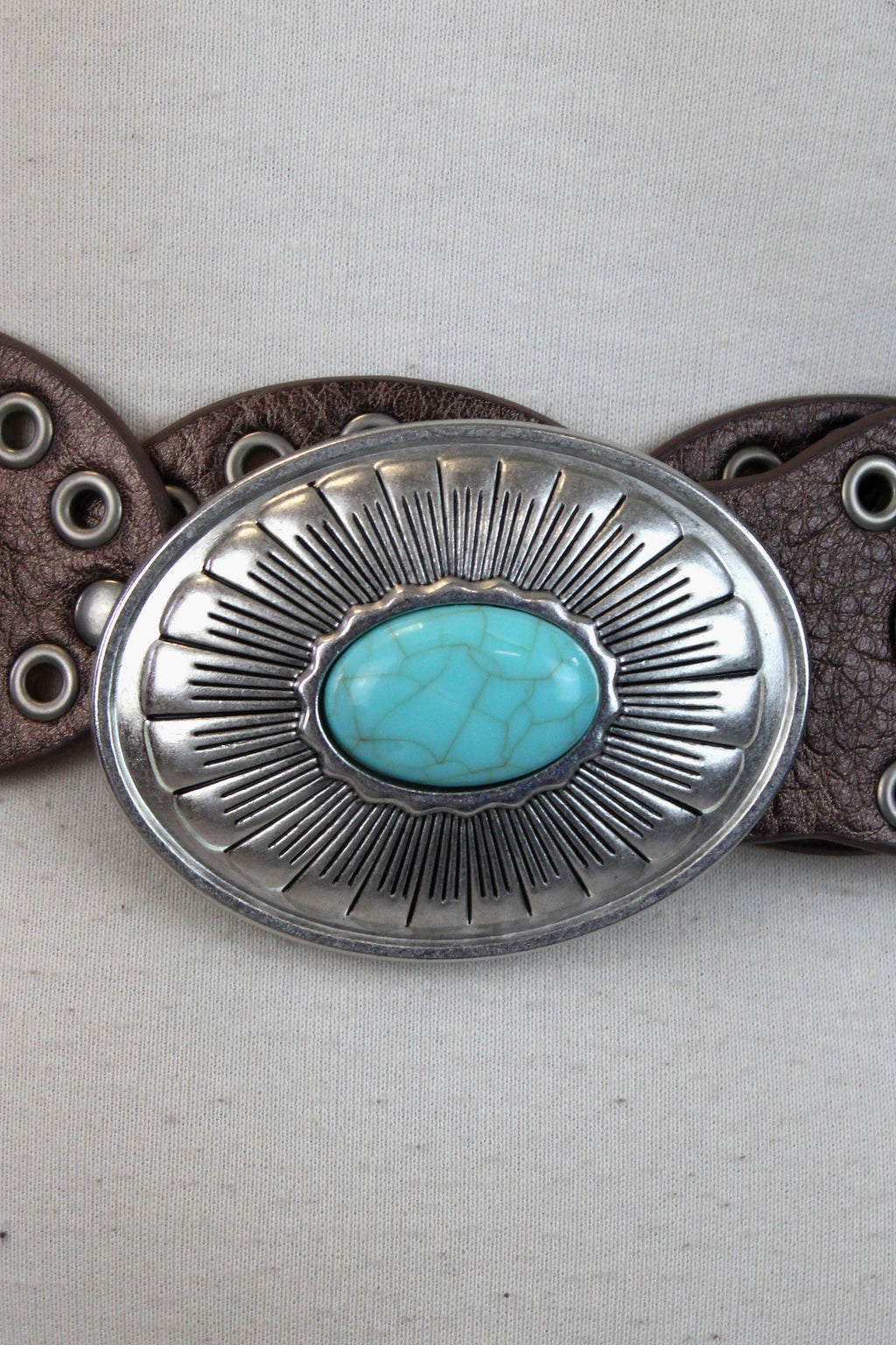 247 Cinto Discos con Estoperoles y Piedra Turquesa al Centro