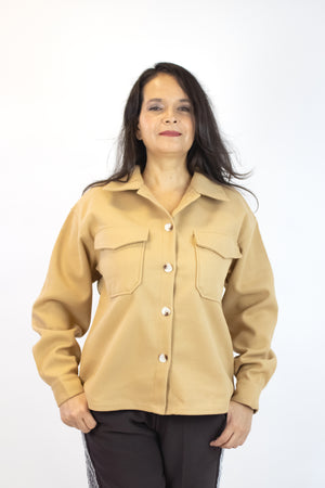 YD470 Chaqueta con Bolsillos y Botón Marmoleado