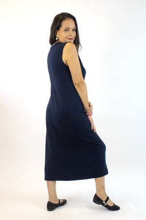 5766 Vestido Liso Tipo Suéter Tejido sin Mangas