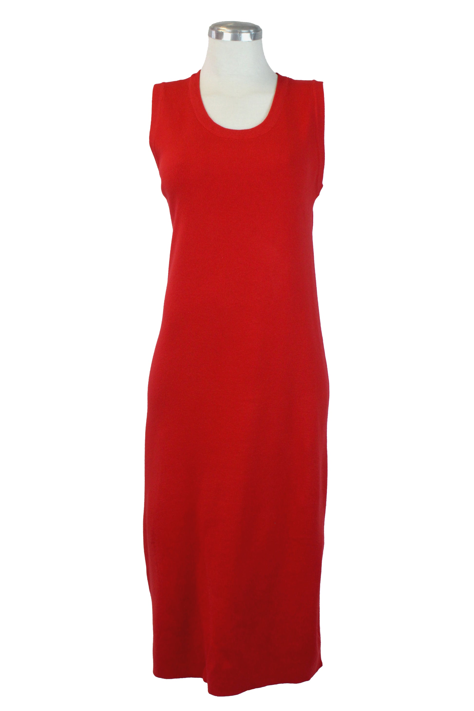 5766 Vestido Liso Tipo Suéter Tejido sin Mangas