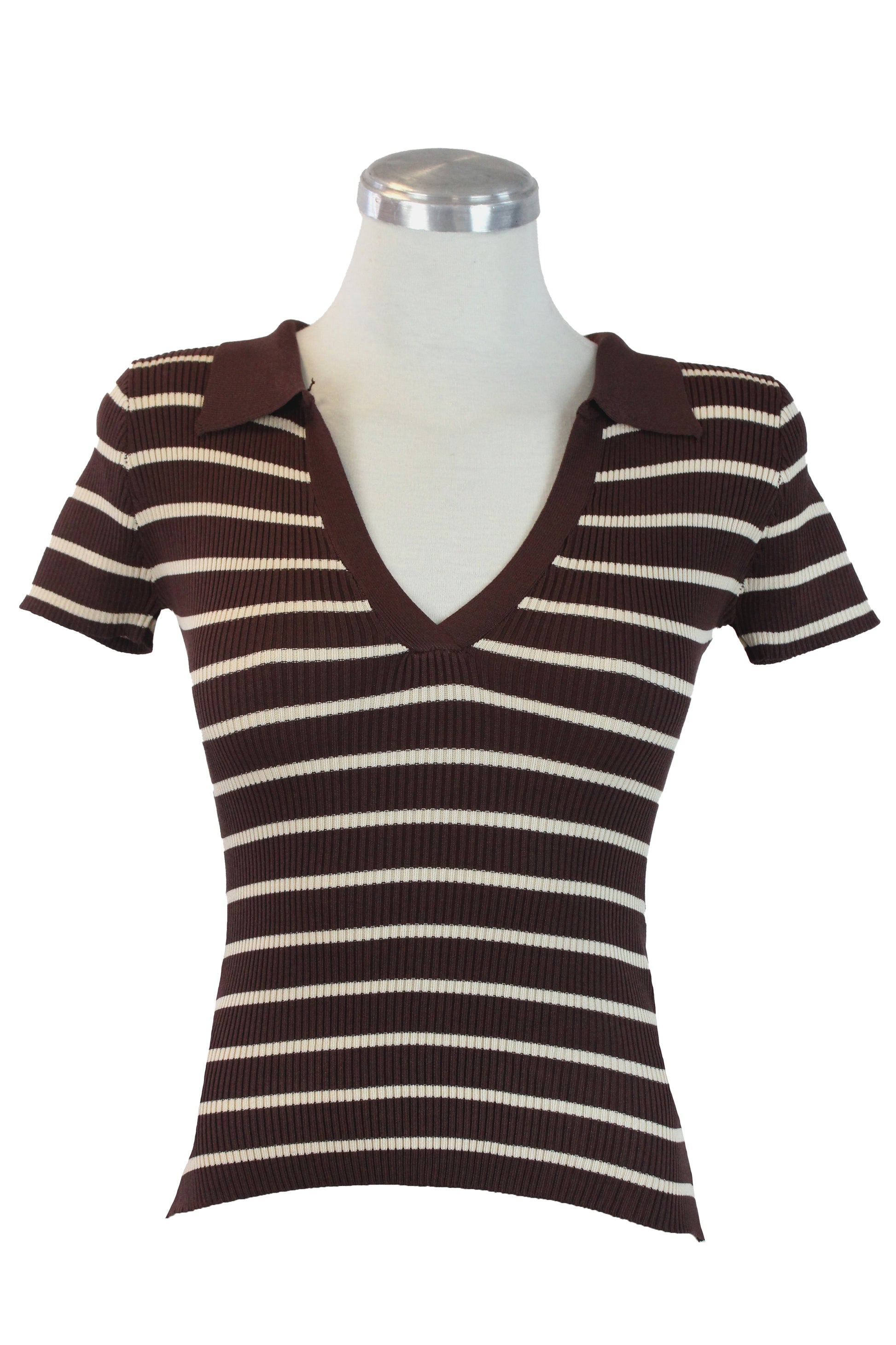 UB5050S Blusa Tejida con Escote y Rayas