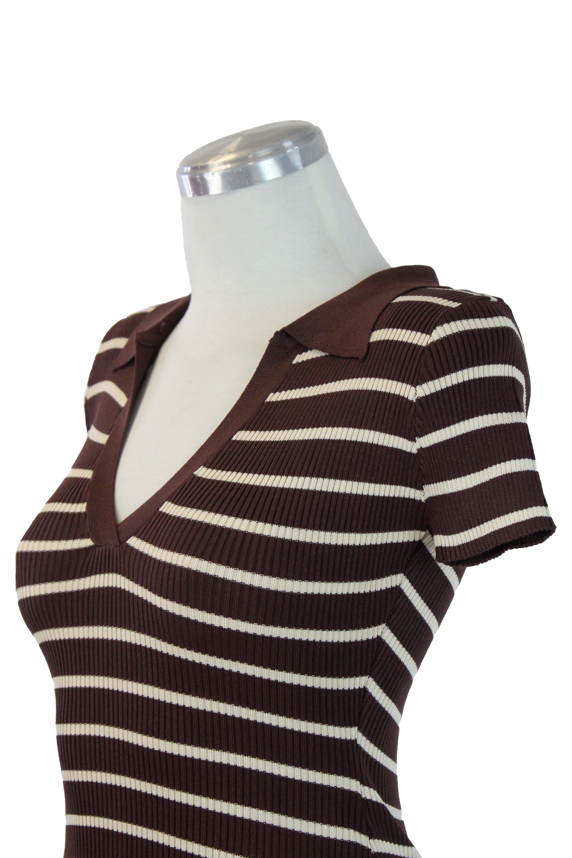 UB5050S Blusa Tejida con Escote y Rayas