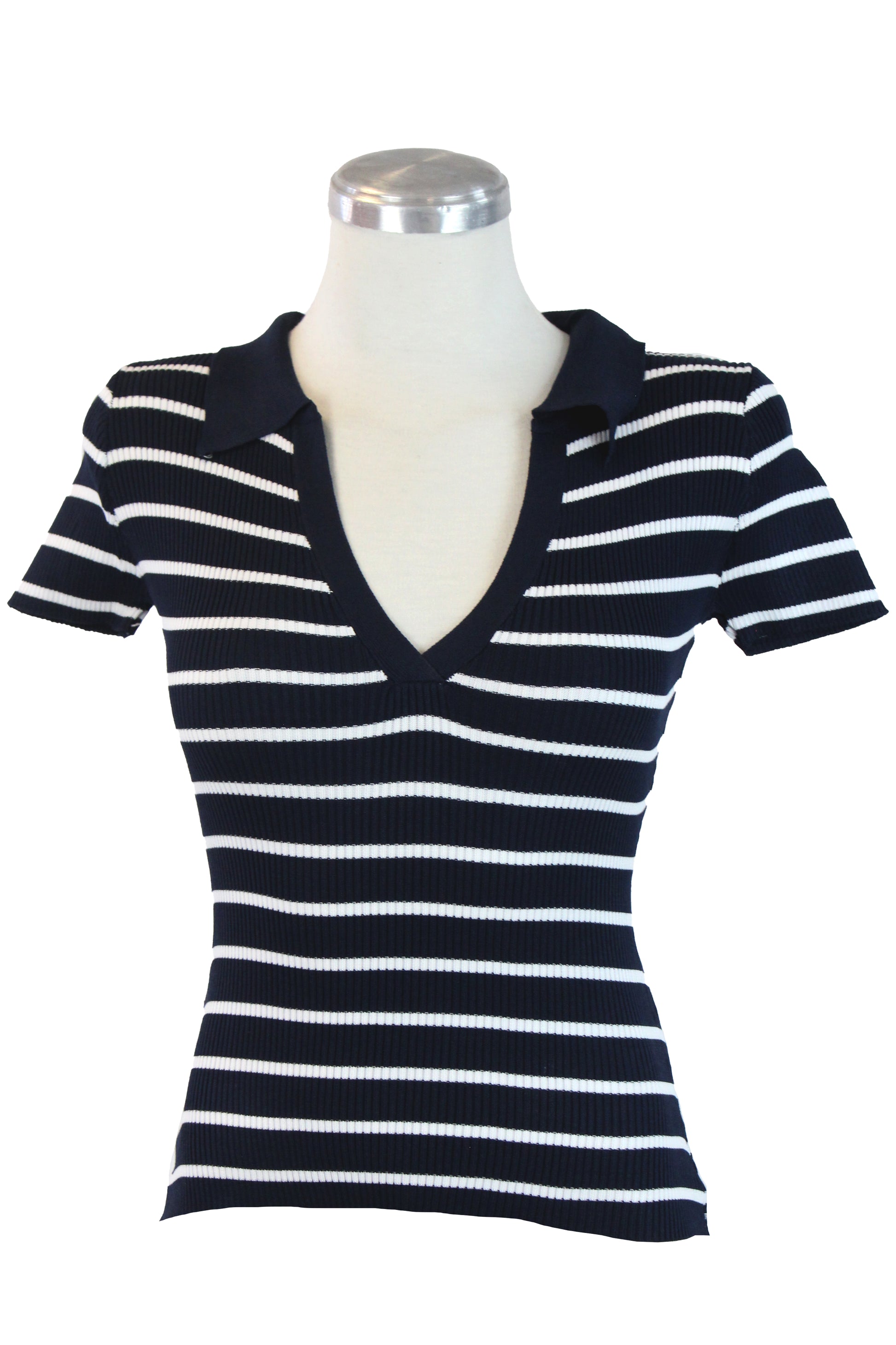 UB5050S Blusa Tejida con Escote y Rayas