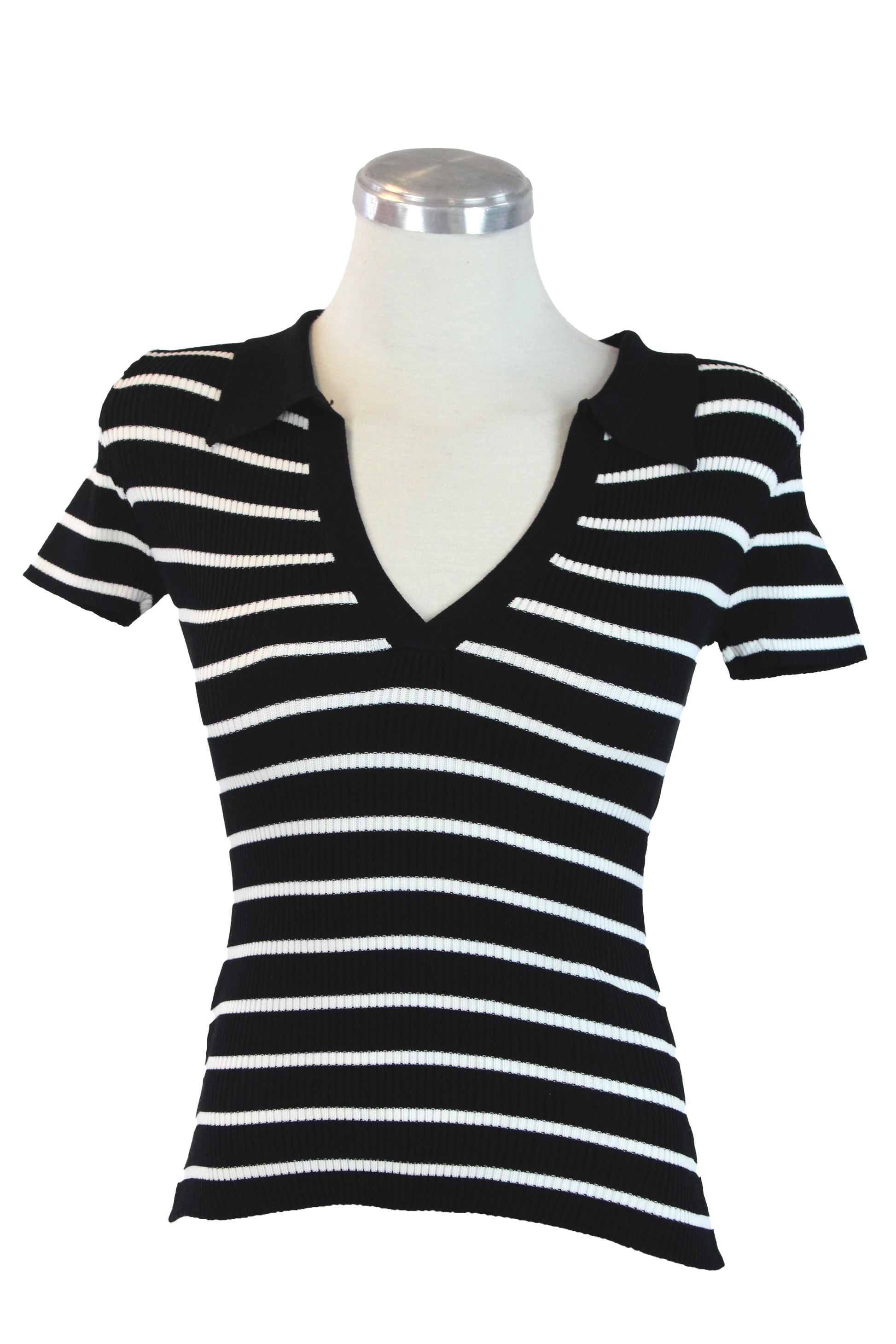 UB5050S Blusa Tejida con Escote y Rayas