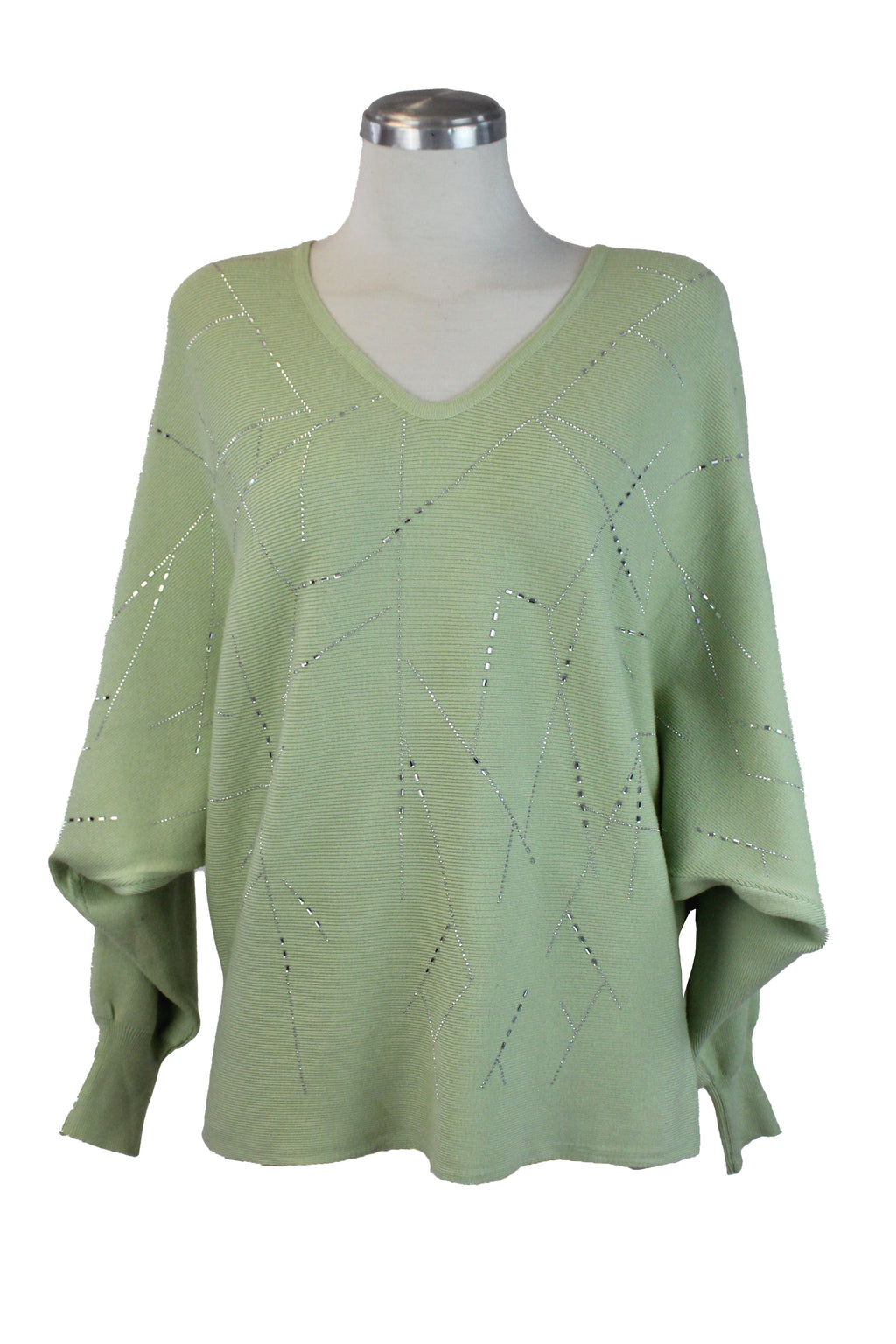 22942-3M Suéter Cuello V con Líneas de Pedrería