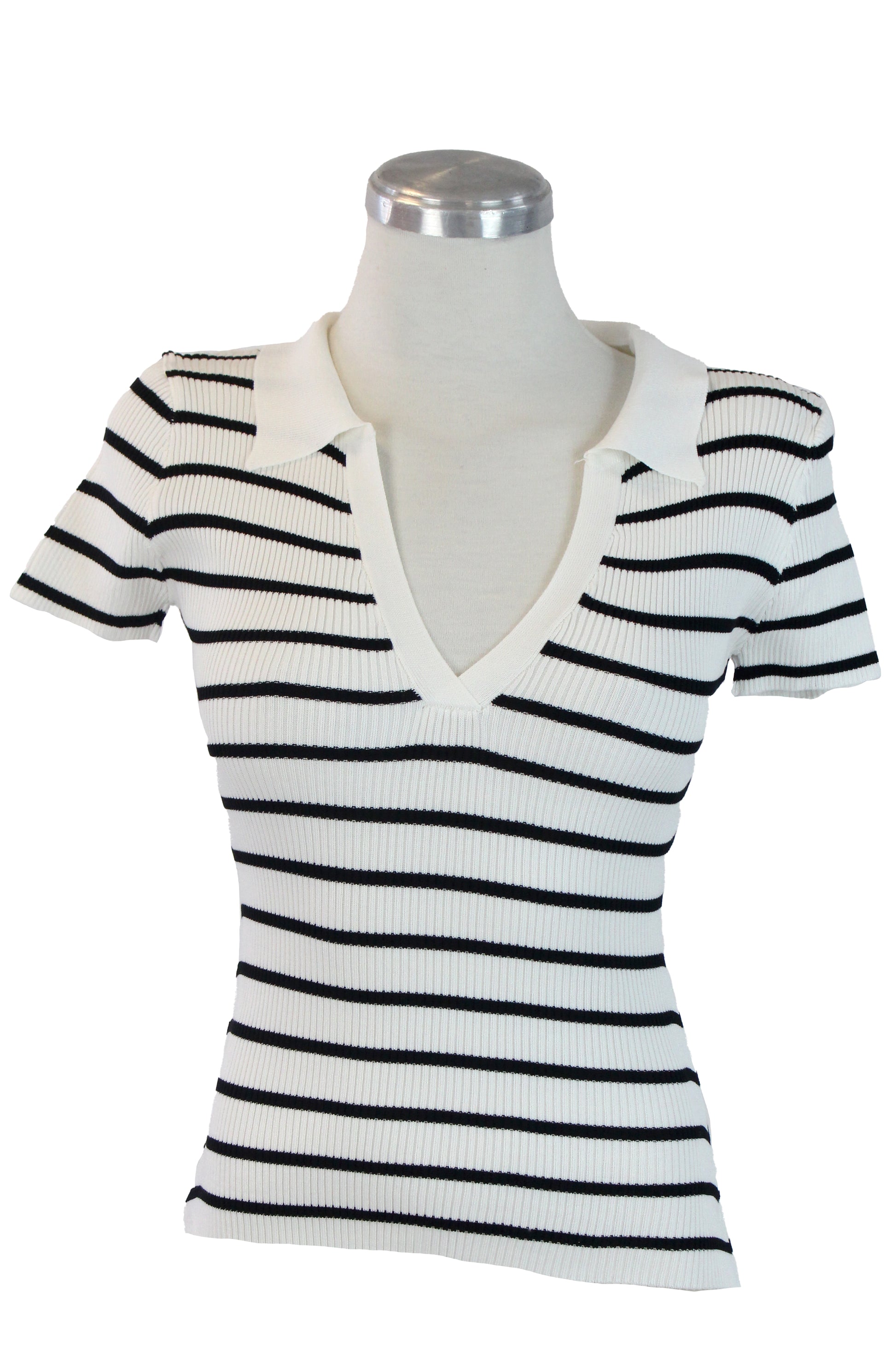 UB5050S Blusa Tejida con Escote y Rayas