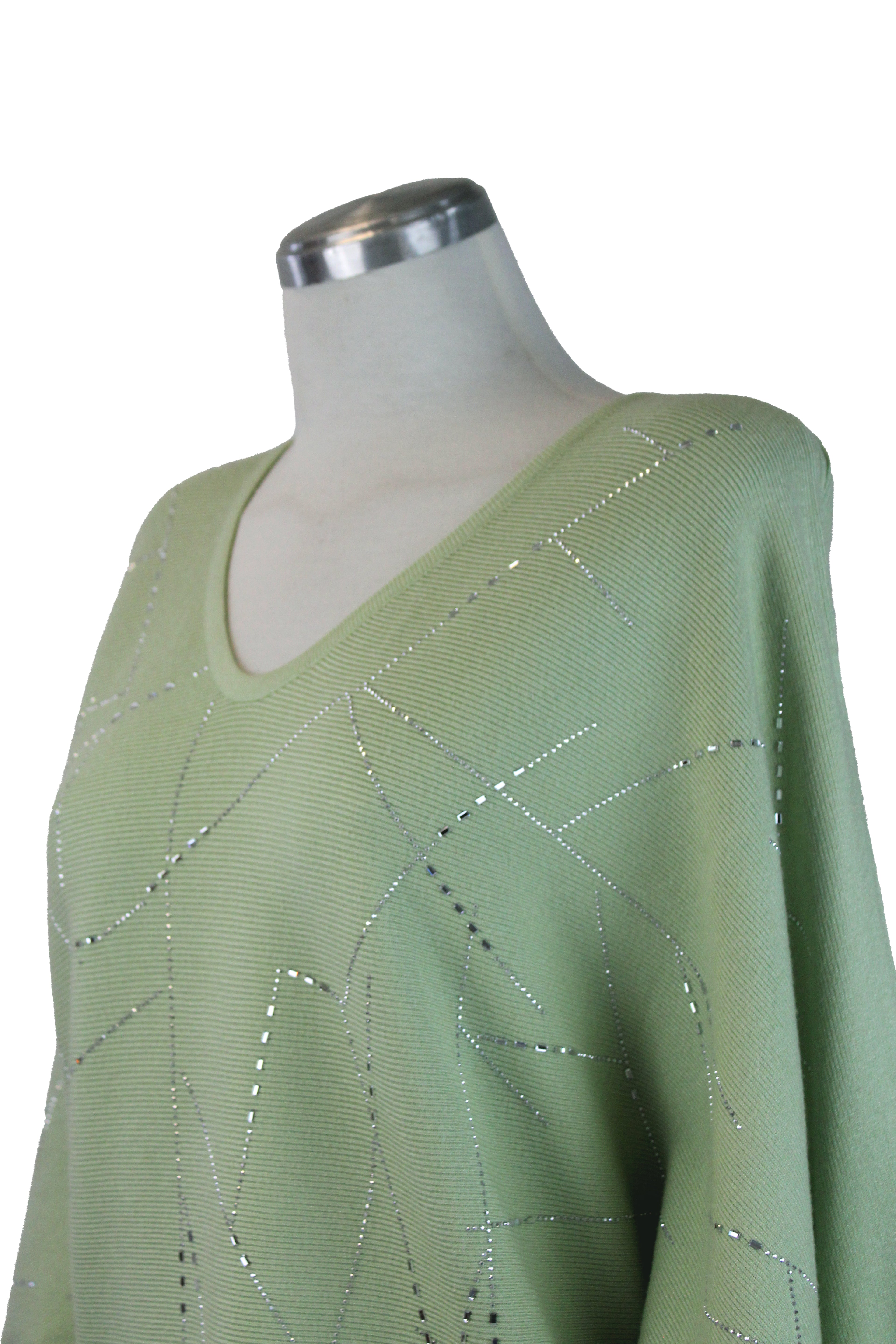 22942-3M Suéter Cuello V con Líneas de Pedrería