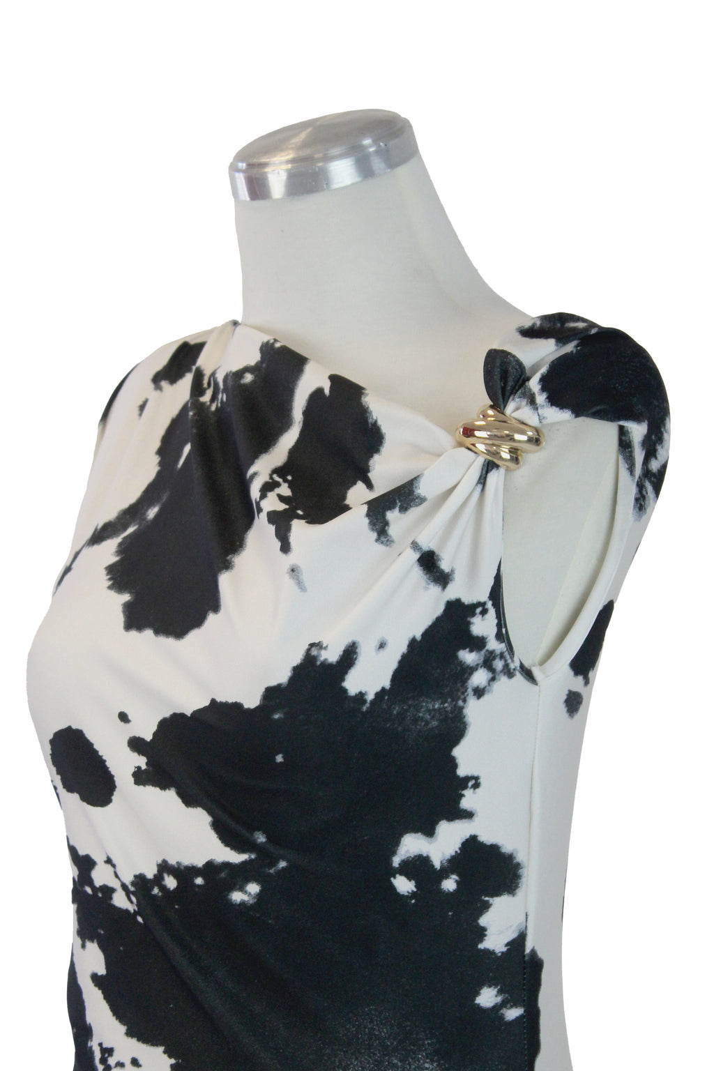 1260LV2J Blusa Estampado Vaca Accesorio Dorado en Manga