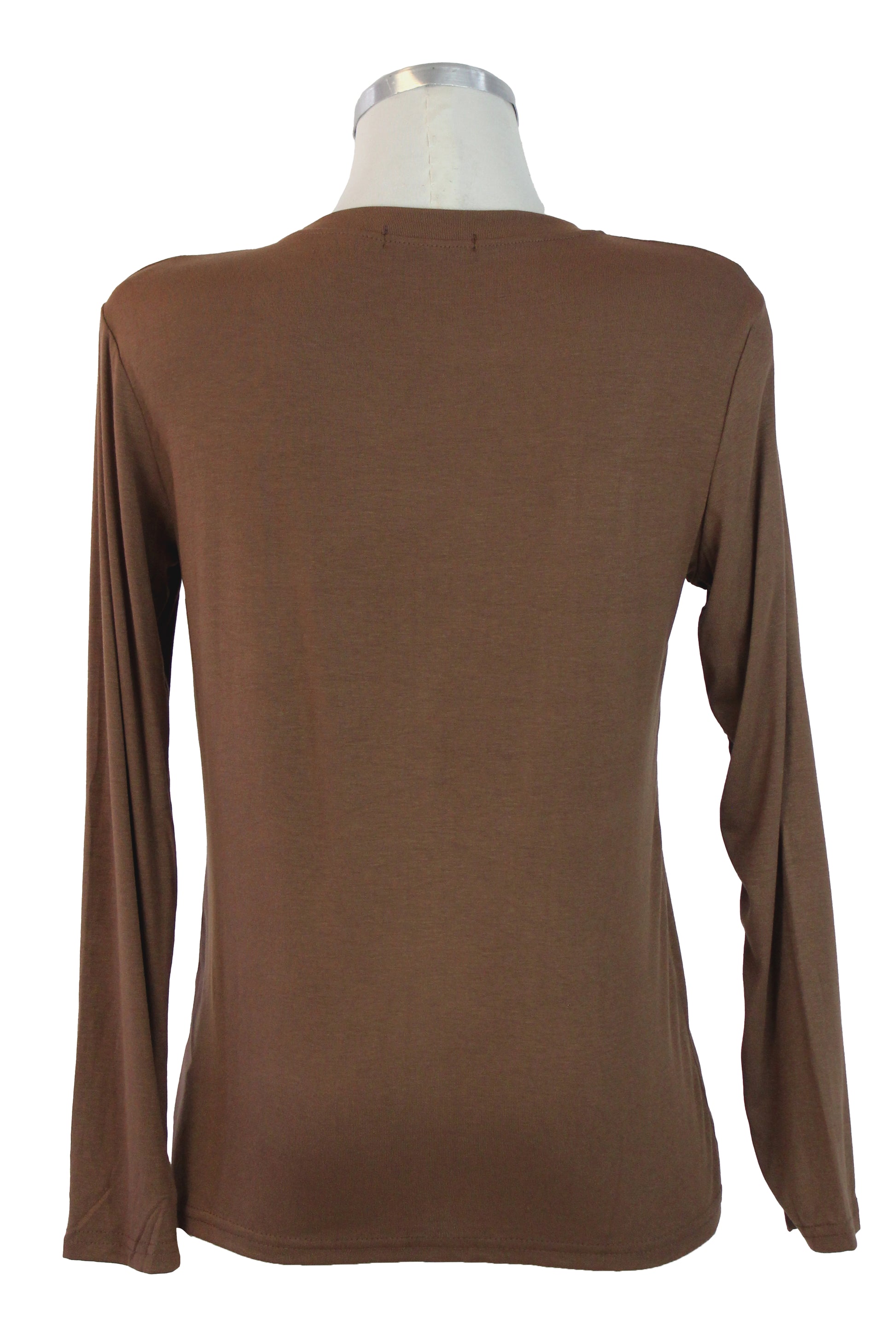 T3486 Blusa Lisa Manga Larga Cuello Redondo