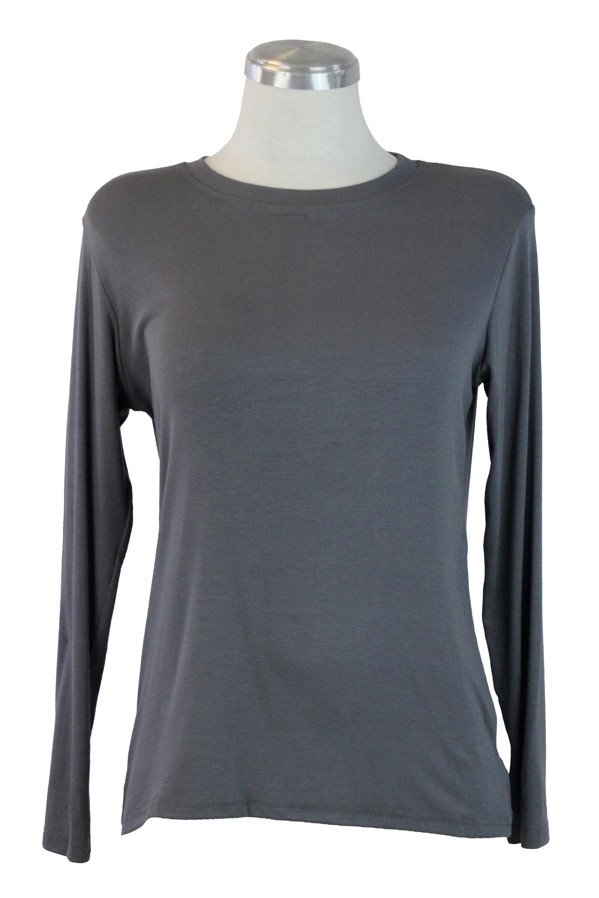 T3486 Blusa Lisa Manga Larga Cuello Redondo