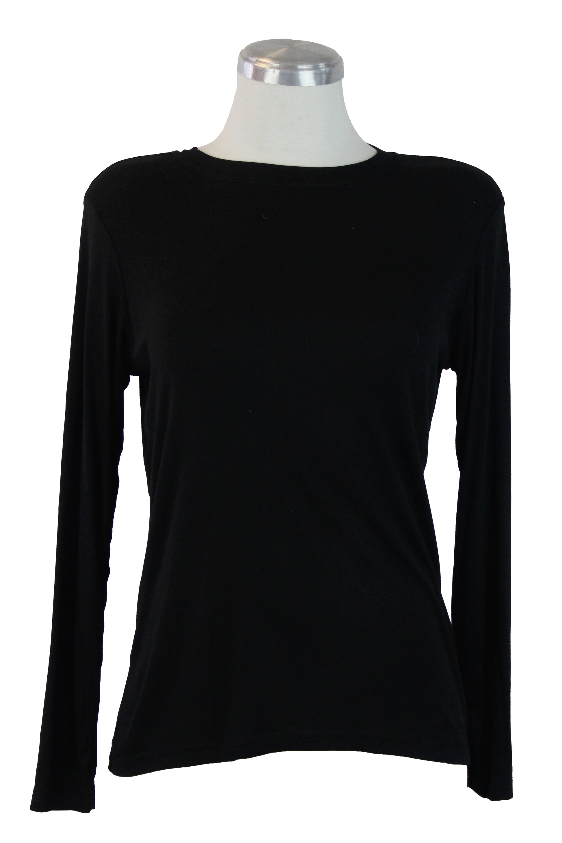 T3486 Blusa Lisa Manga Larga Cuello Redondo