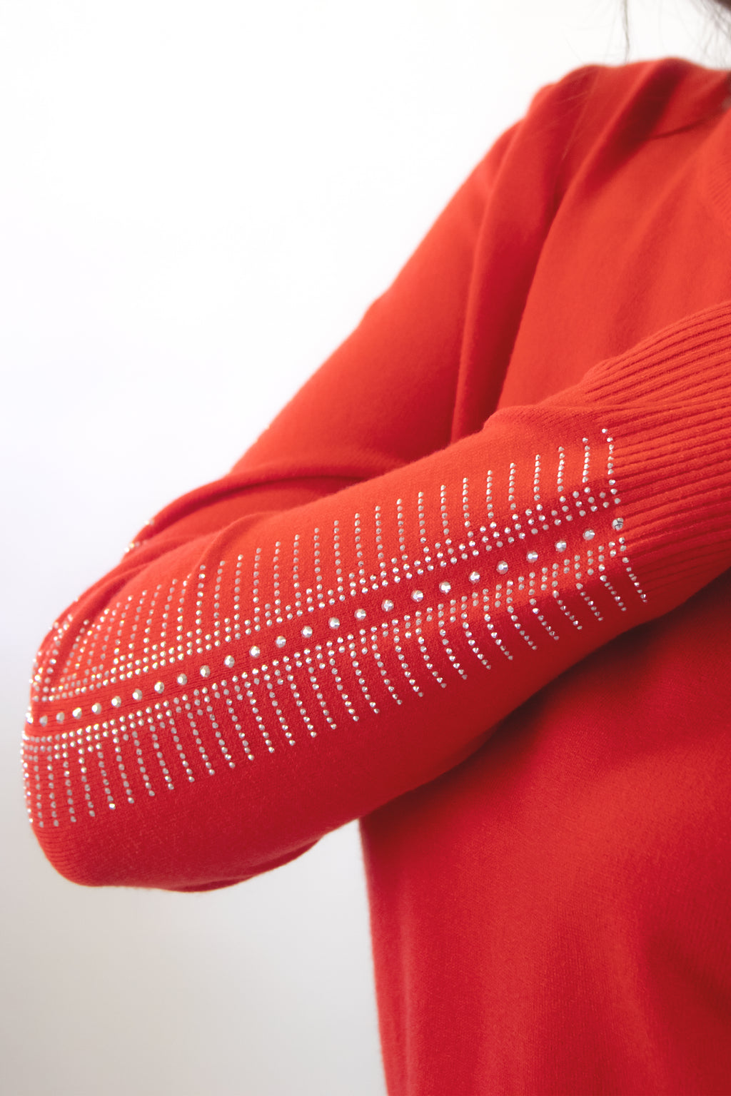 5131 Blusa Cuello Redondo Brillos en Mangas