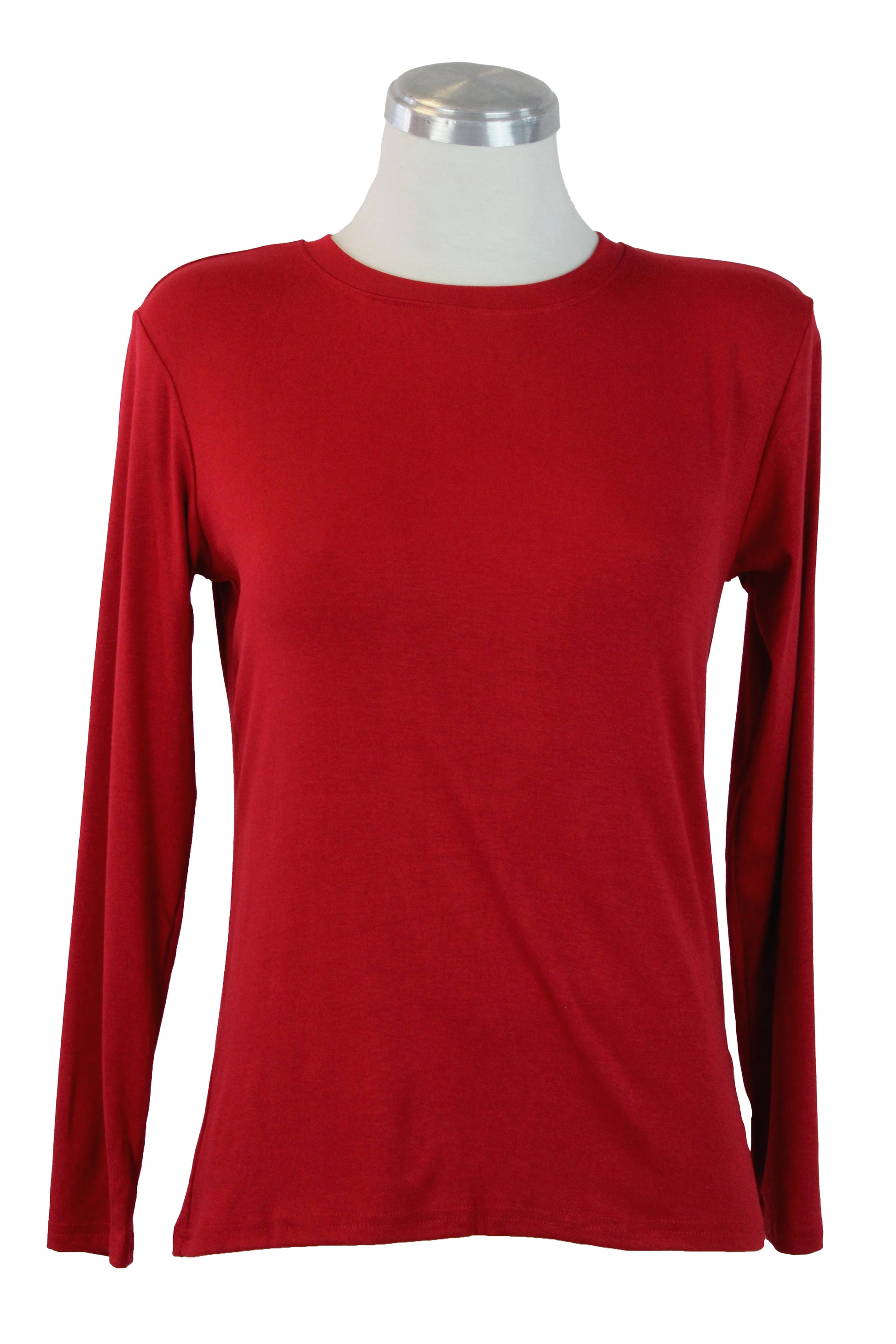 T3486 Blusa Lisa Manga Larga Cuello Redondo