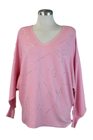 22942-3M Suéter Cuello V con Líneas de Pedrería