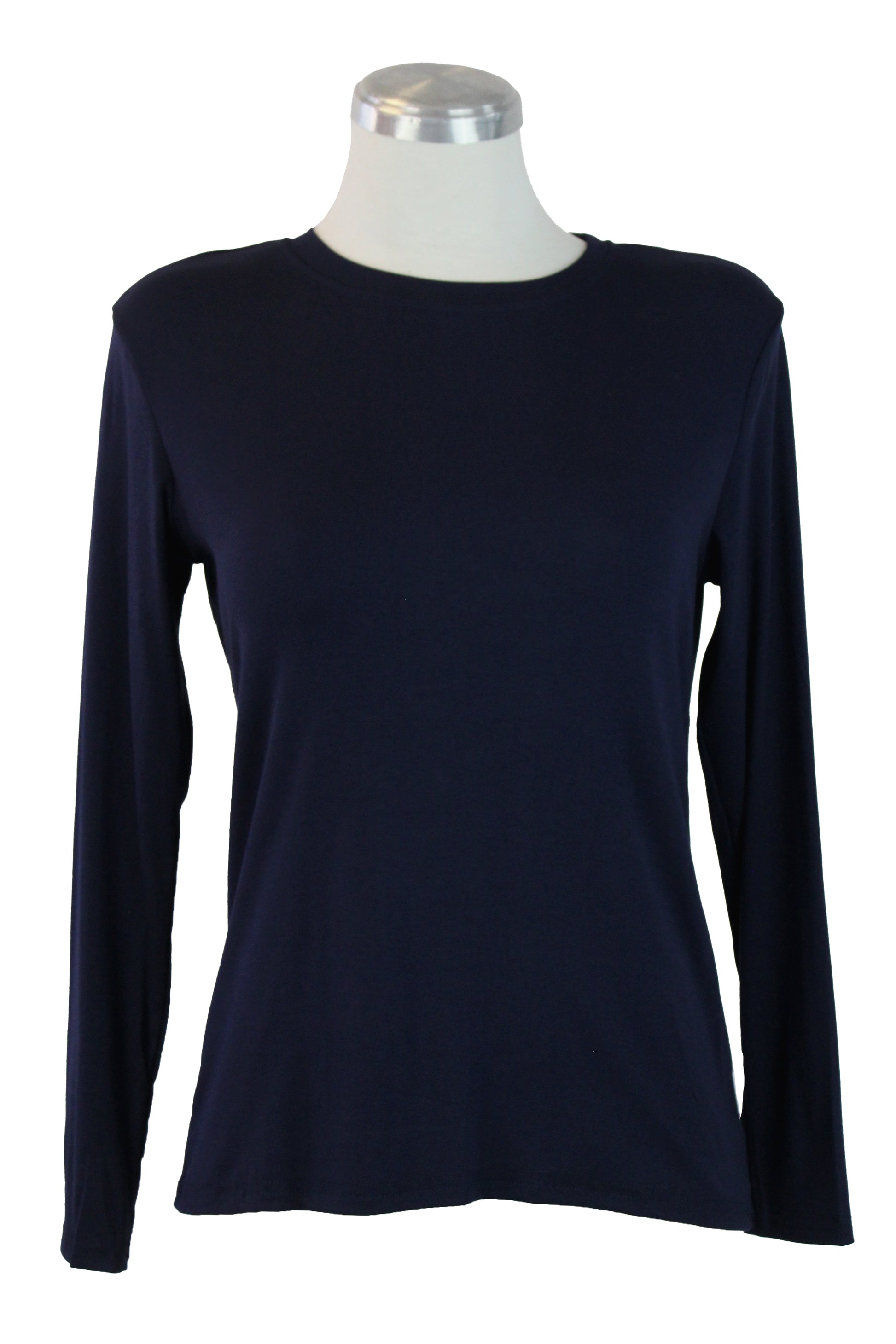 T3486 Blusa Lisa Manga Larga Cuello Redondo