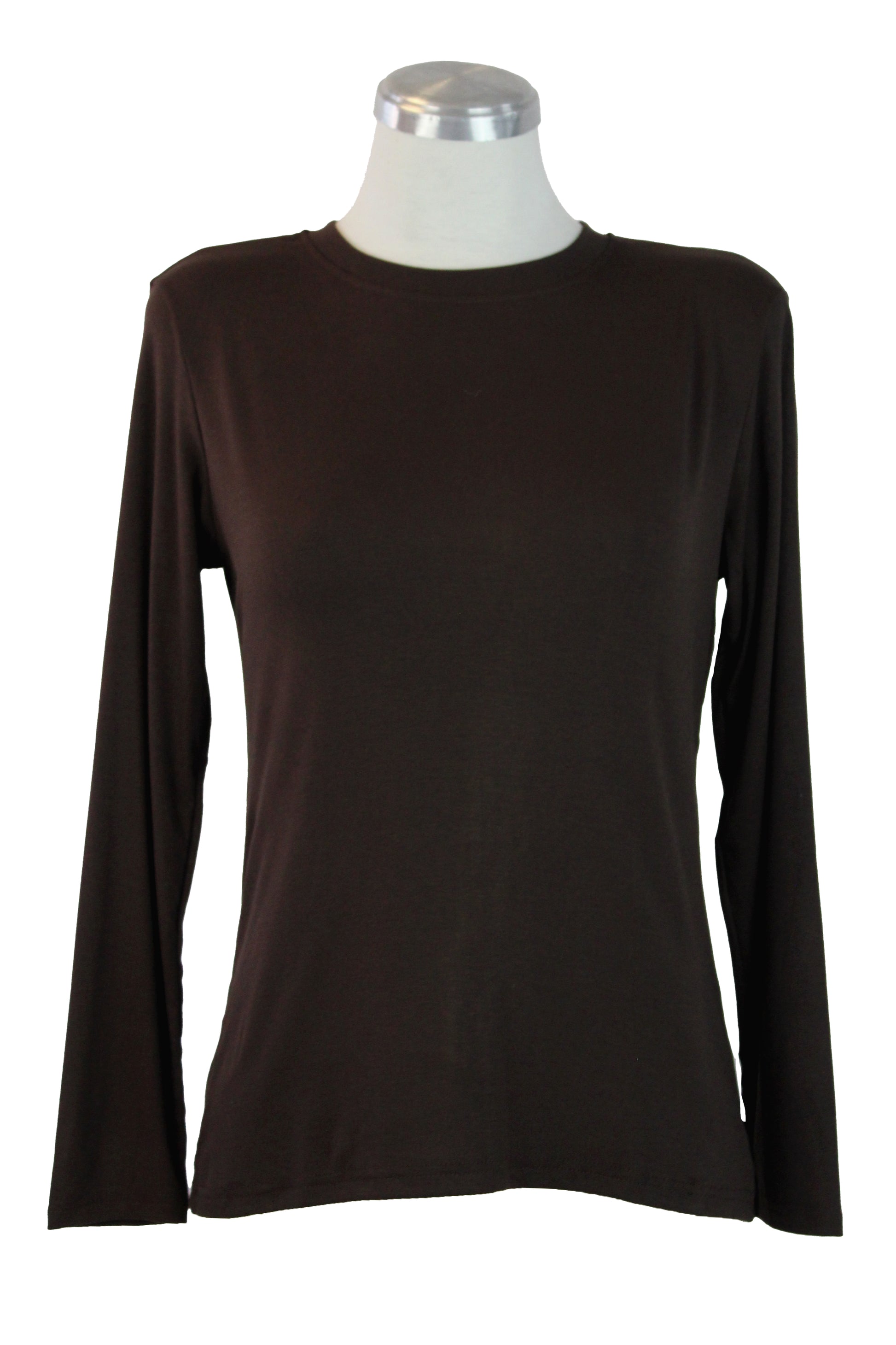 T3486 Blusa Lisa Manga Larga Cuello Redondo