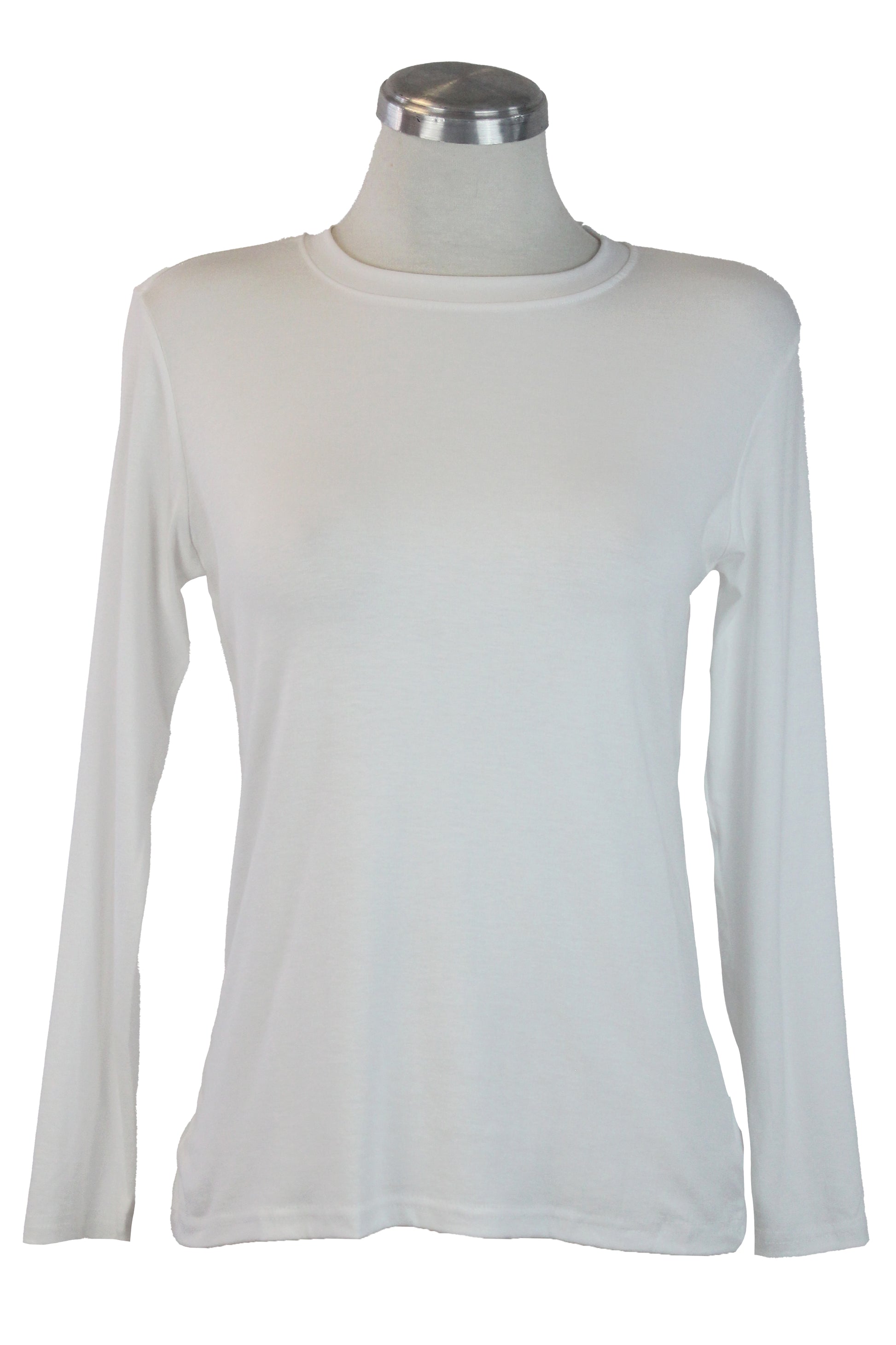 T3486 Blusa Lisa Manga Larga Cuello Redondo
