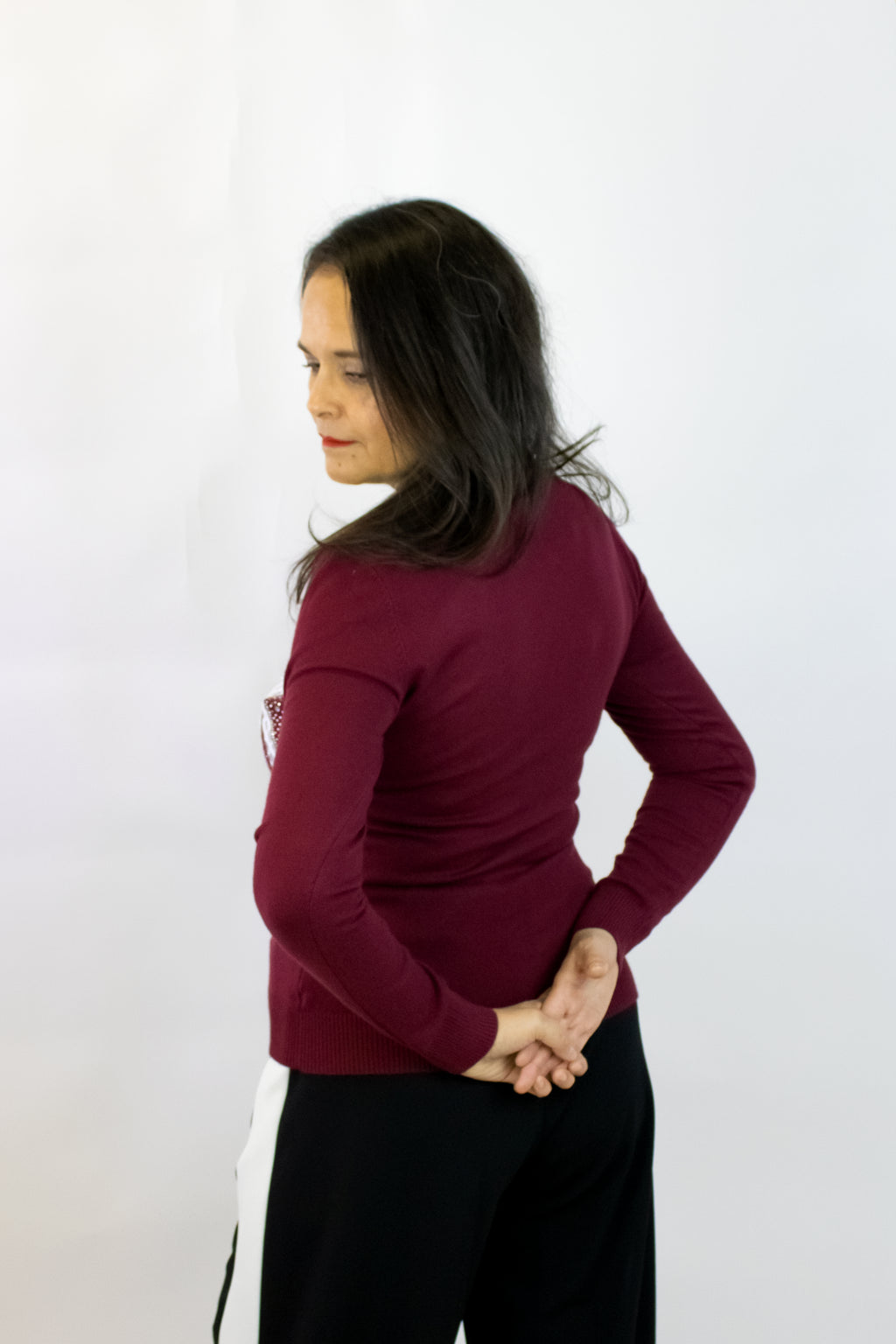 OJ-2786M Blusa Tipo Suéter Frase ROCK con Pedrería