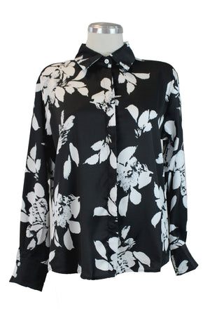 CY-2075 Camisa Floreada con Botones Transparentes