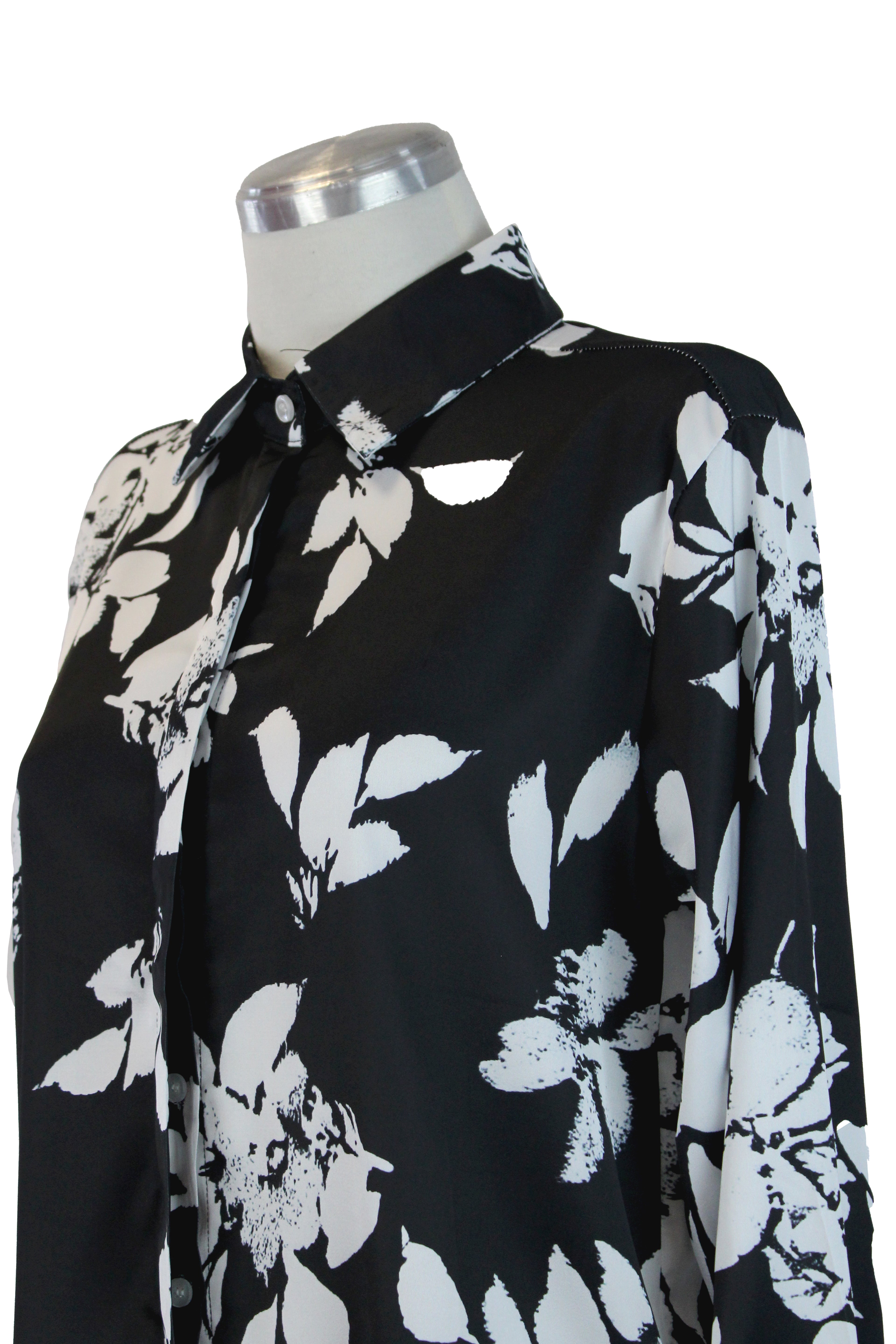 CY-2075 Camisa Floreada con Botones Transparentes