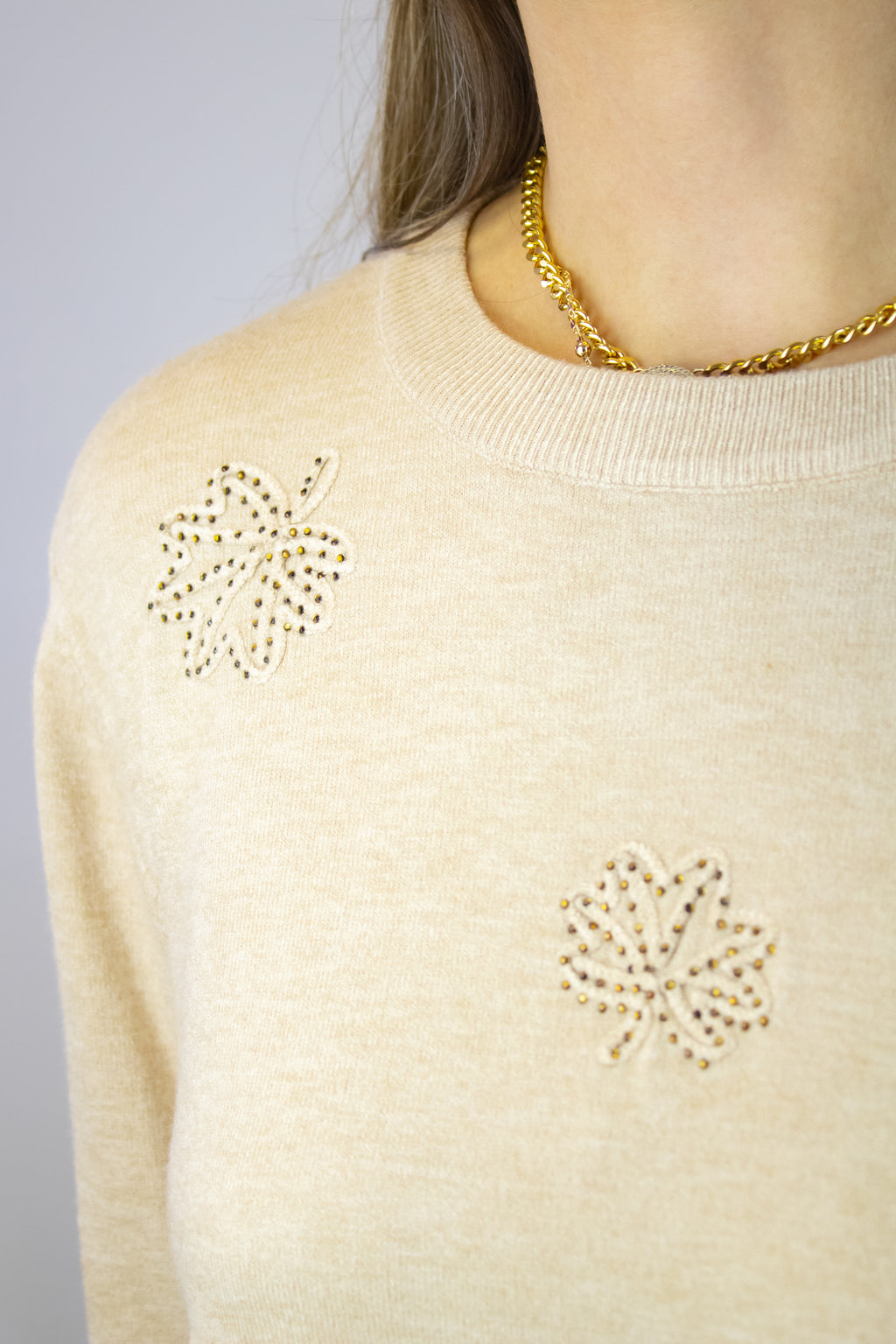 AF23797 Suéter Manga Larga Hojas de Piedras