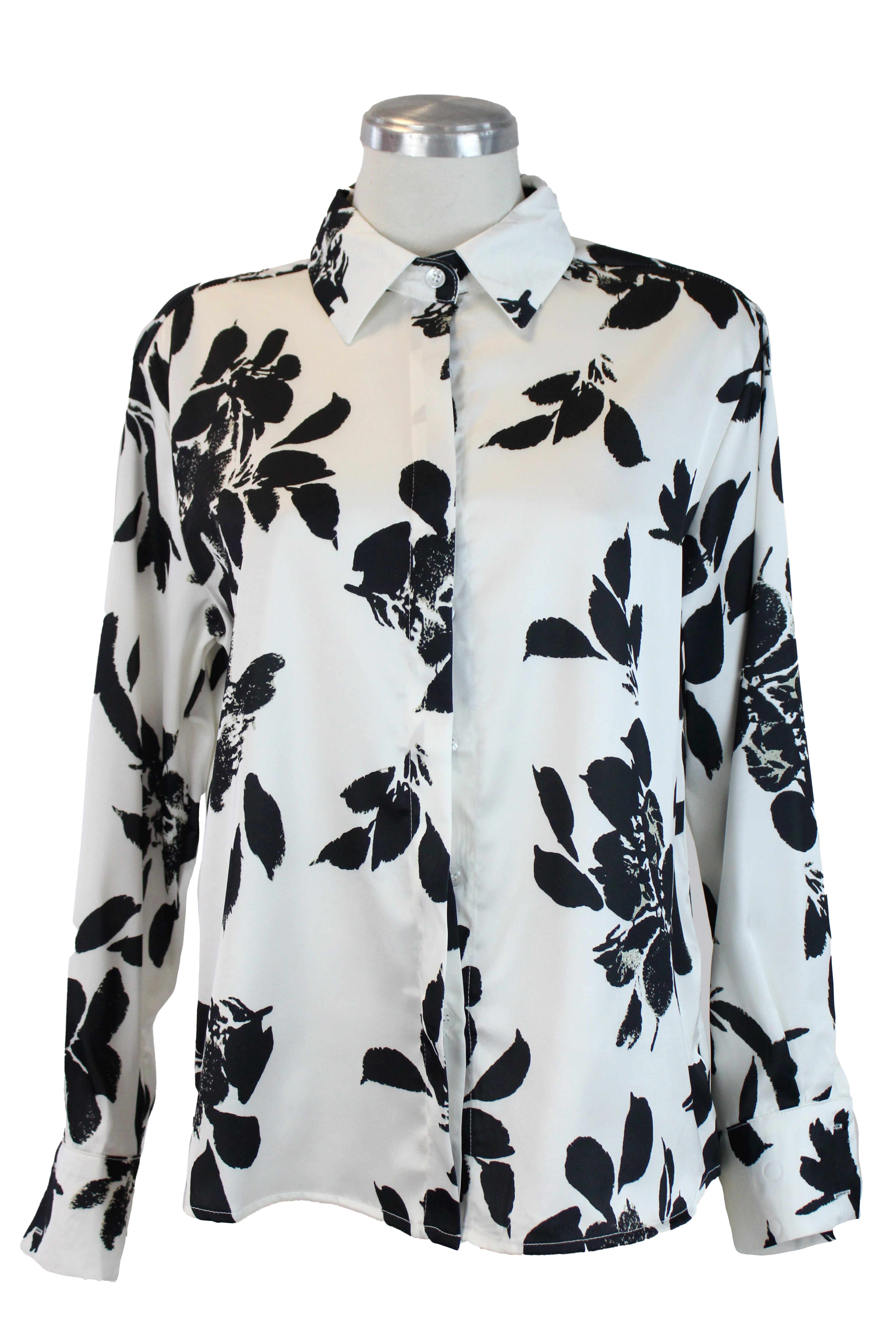 CY-2075 Camisa Floreada con Botones Transparentes