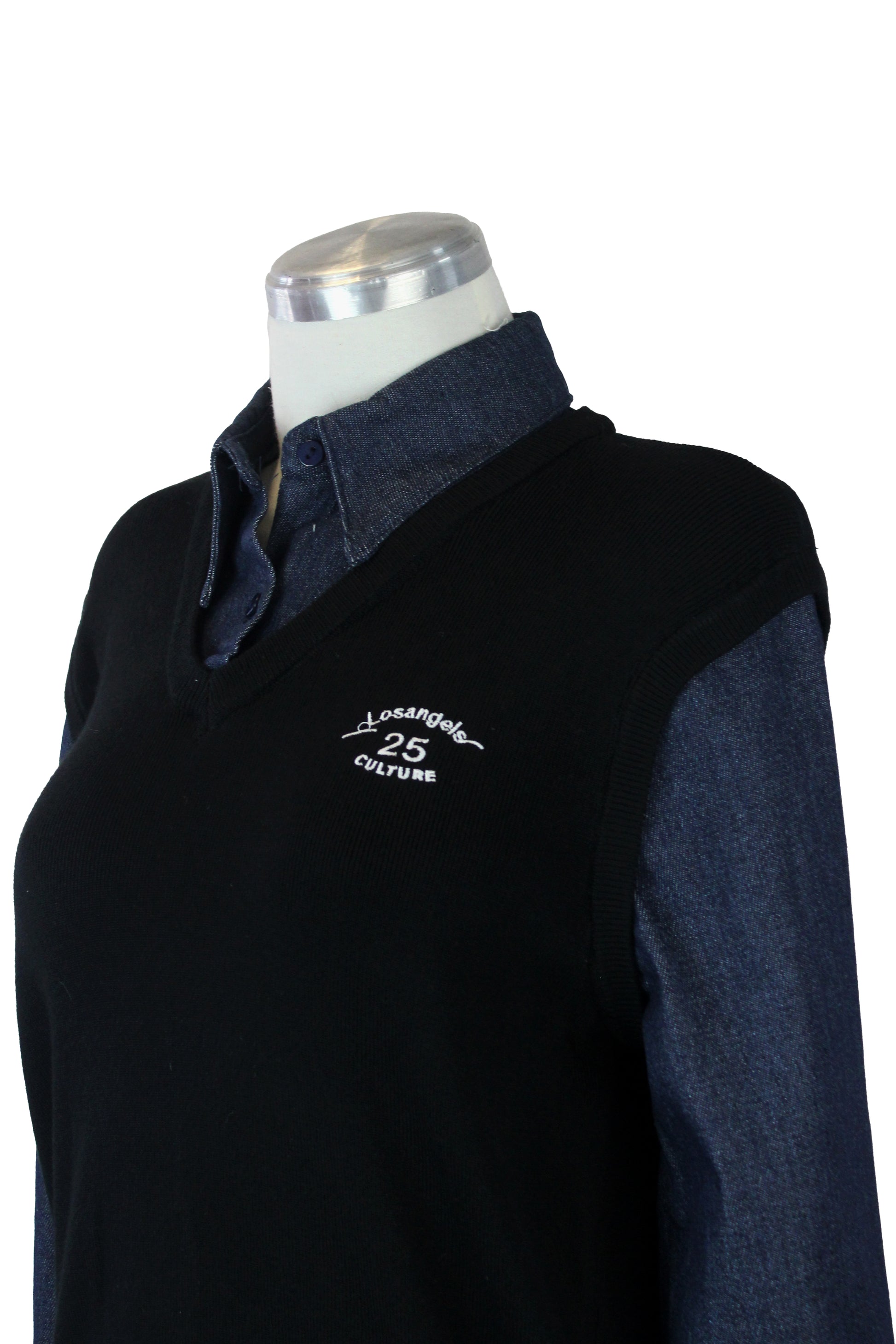 T3365 Suéter de Mezclilla con Chaleco Bordado