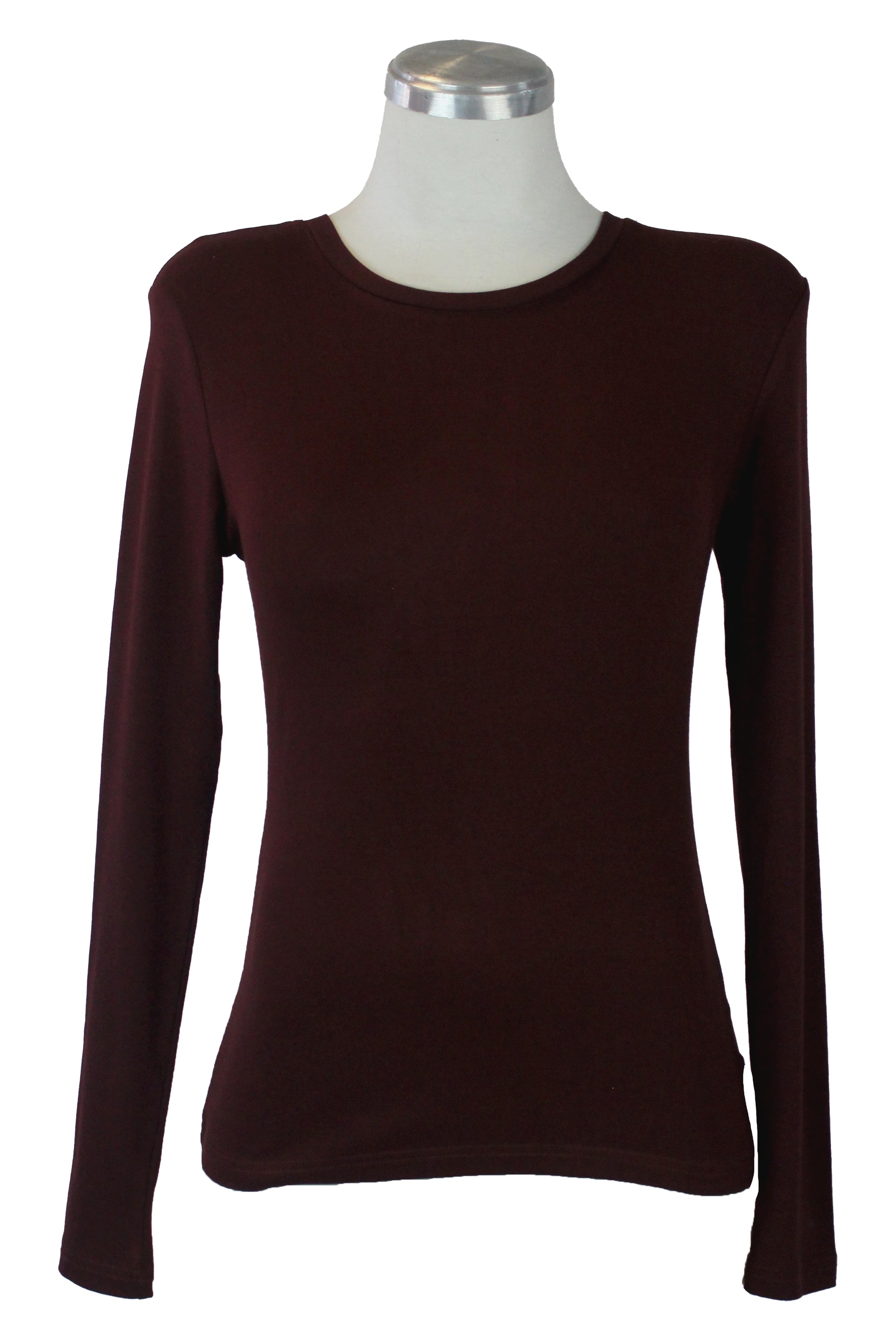 T3143 Blusa Básica de Manga Larga Cuello Redondo