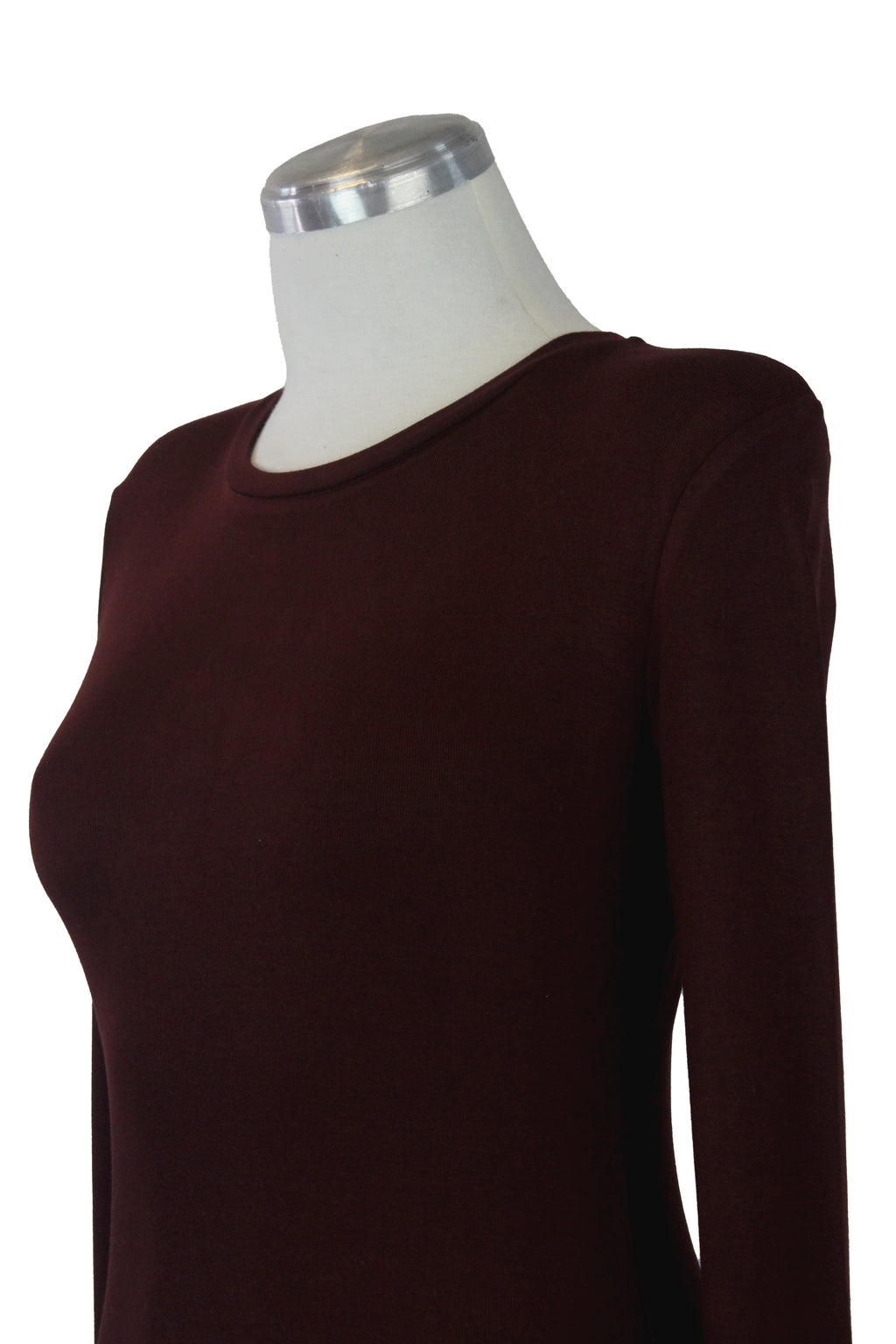 T3143 Blusa Básica de Manga Larga Cuello Redondo