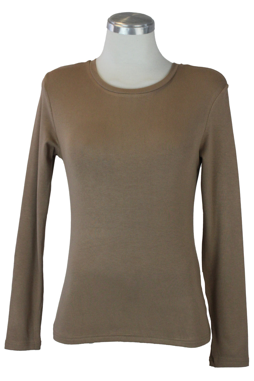 T3143 Blusa Básica de Manga Larga Cuello Redondo