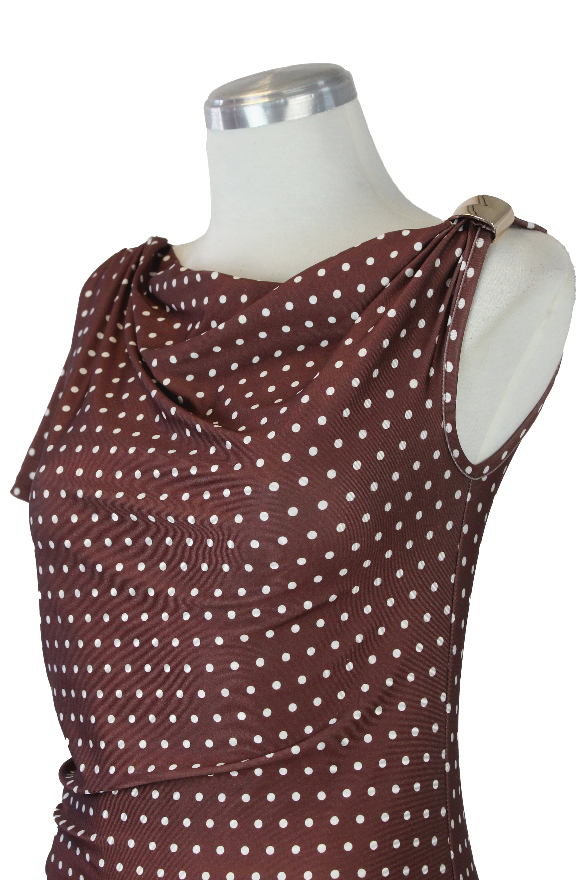 1260LBJ Blusa con Lunares y Broche Dorado