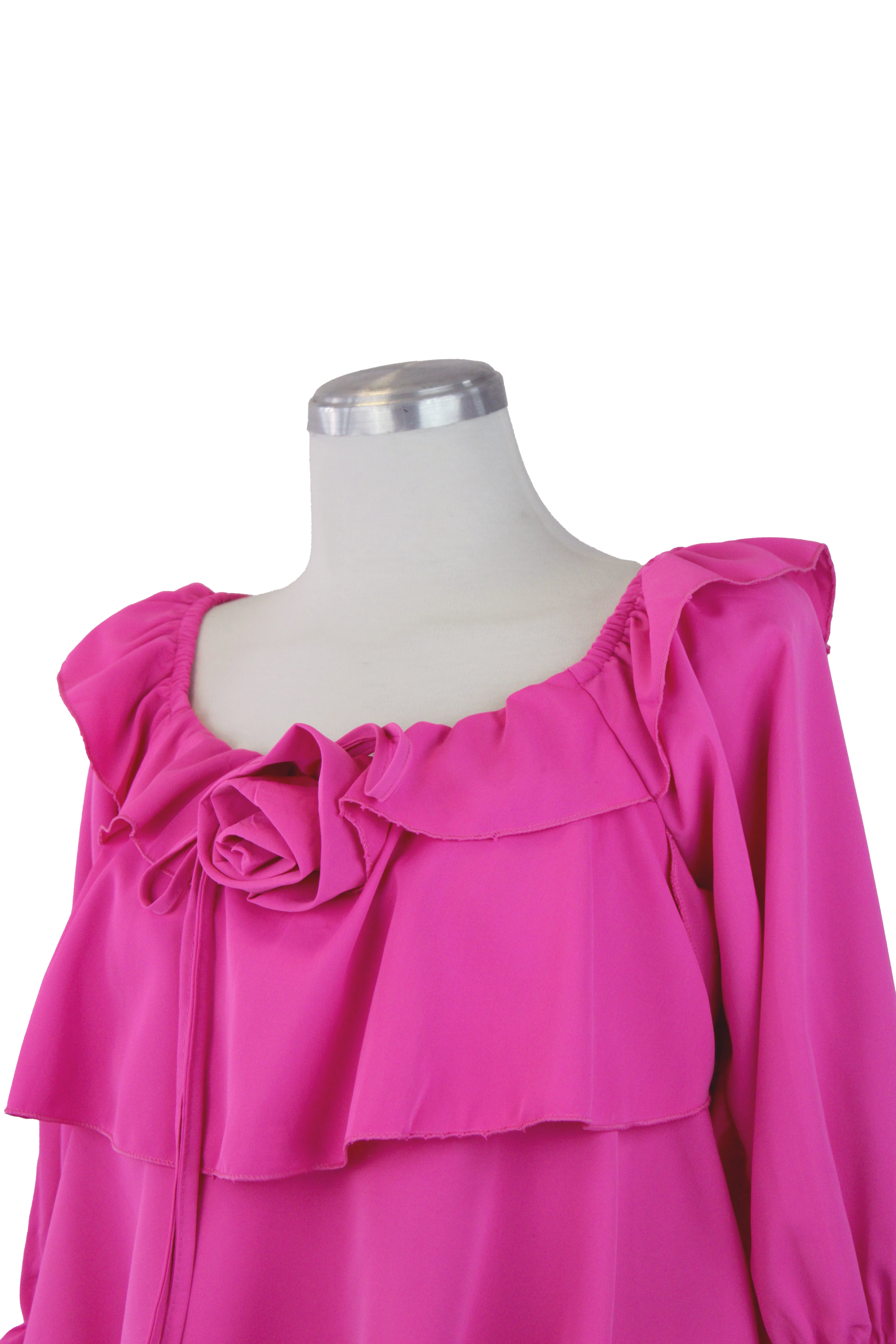 8211 Blusa Hombreras Detalle Flor Color Liso
