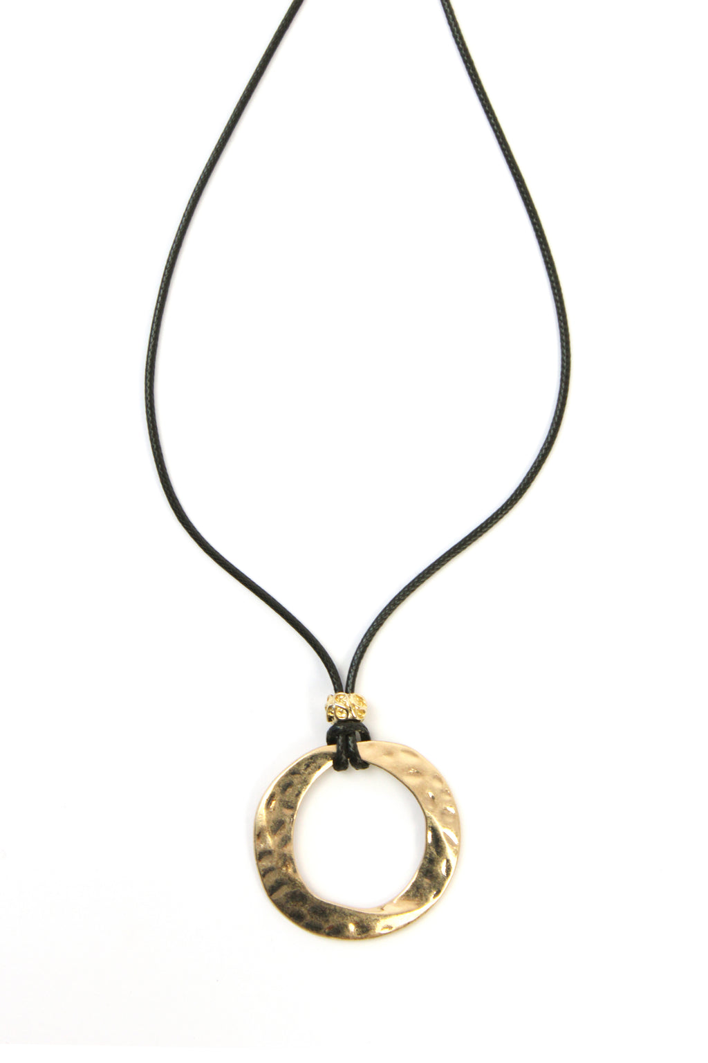 COL17 Collar De Cuero Aro Con Piedra Arriba