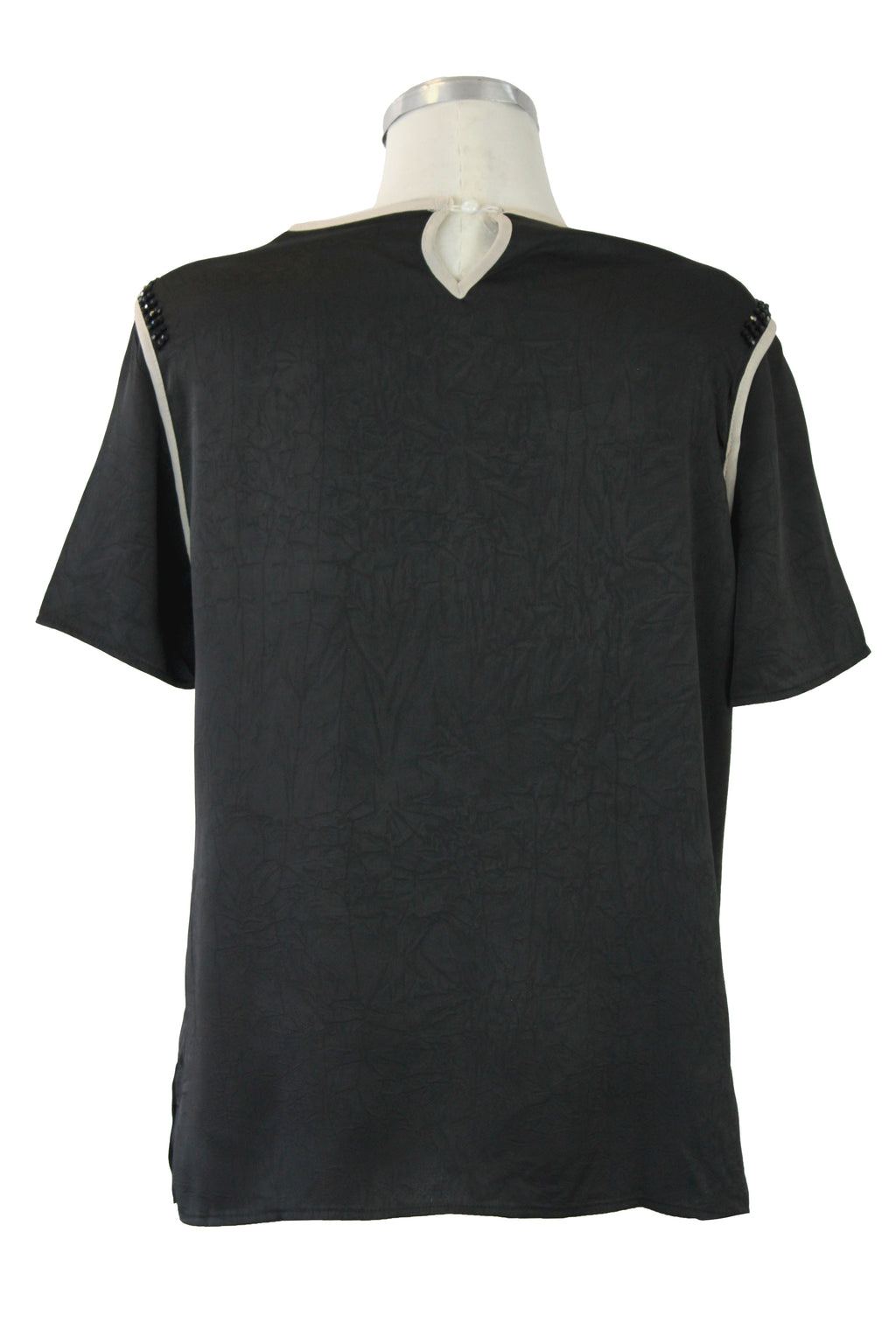 JM163 Blusa lisa líneas color y  hombros pedrería