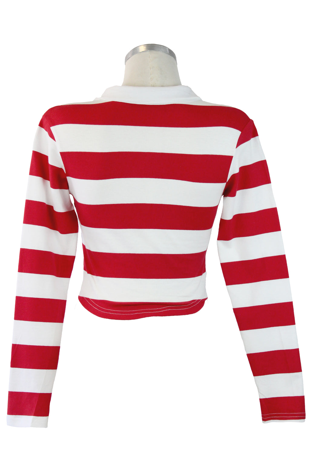 S11949 Blusa manga larga crop líneas horizontales