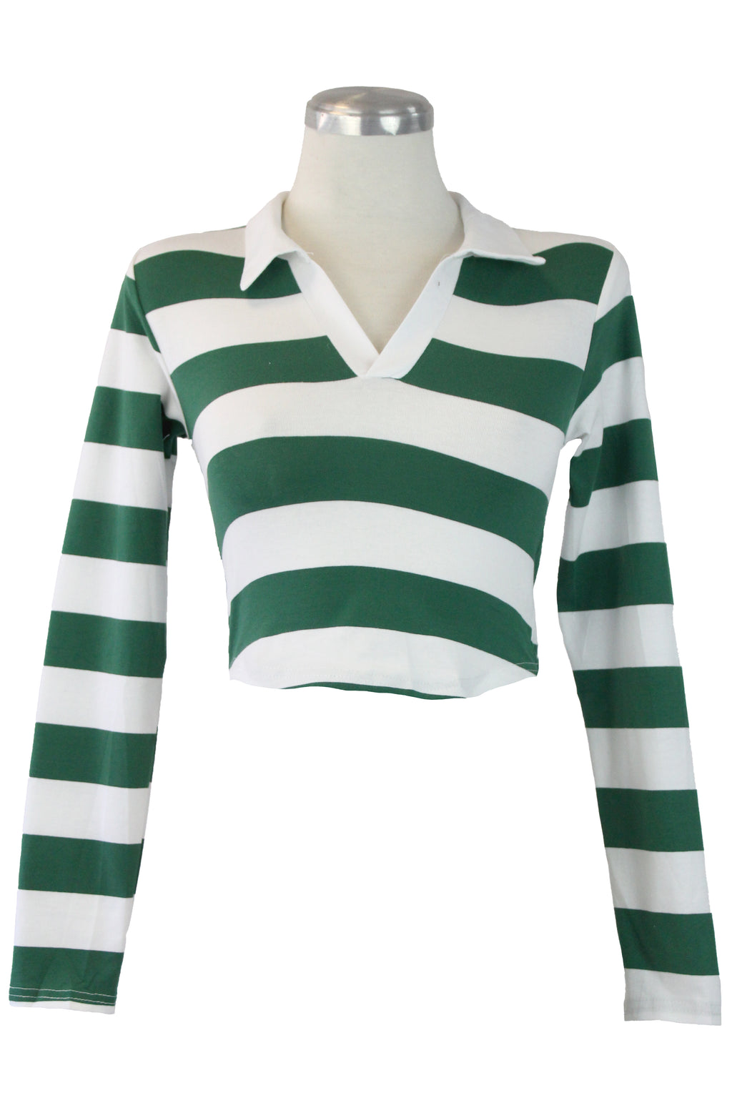 S11949 Blusa manga larga crop líneas horizontales