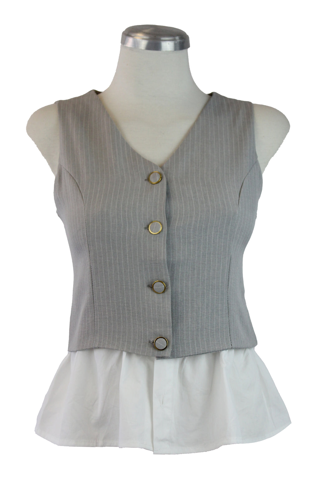 DS1025 Chaleco rayado parte camisa superior