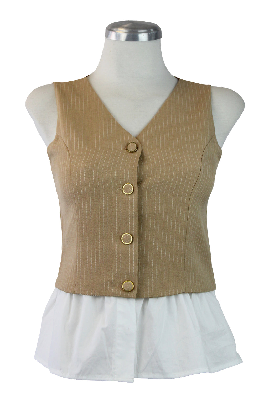 DS1025 Chaleco rayado parte camisa superior