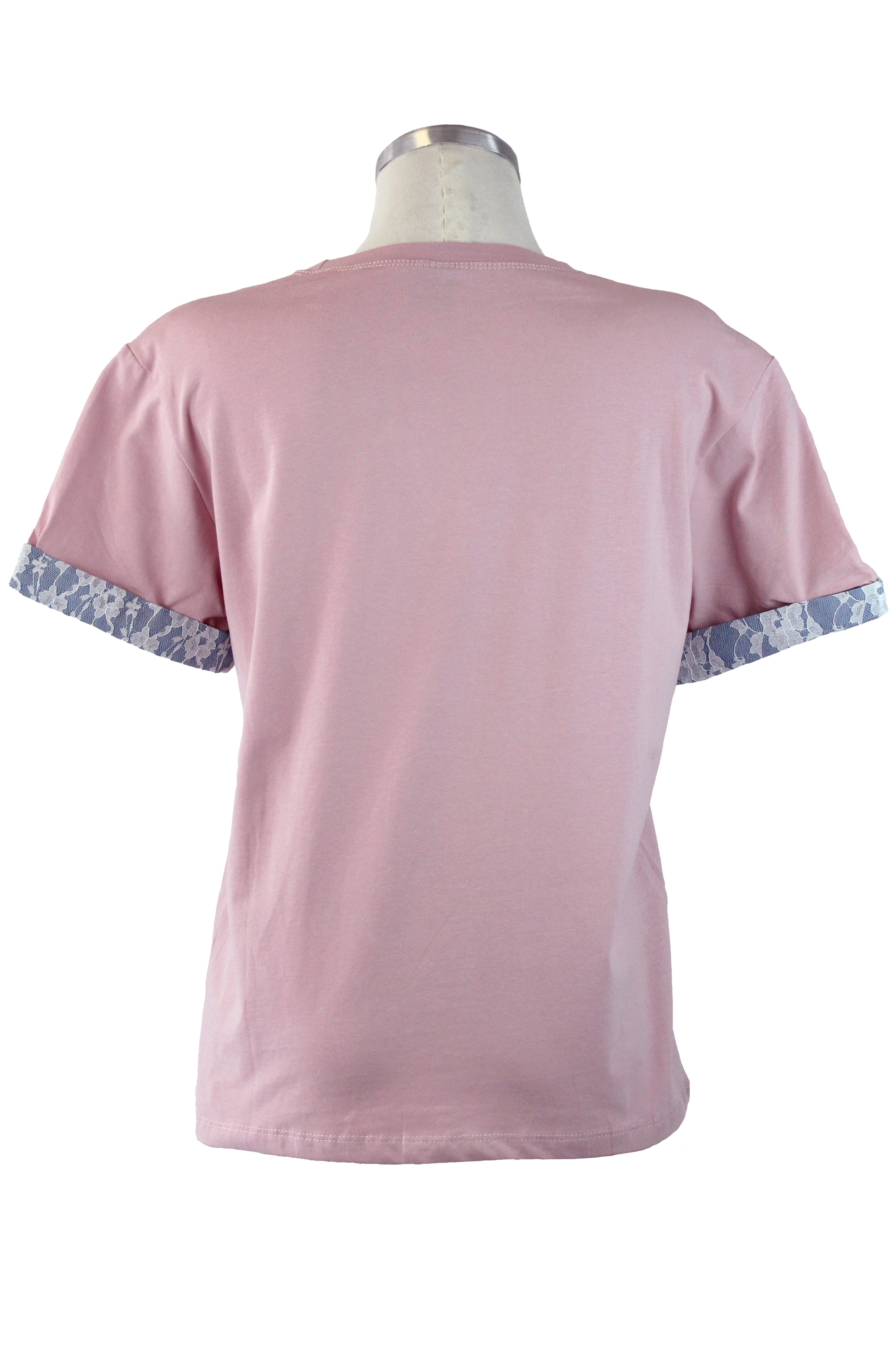 071-YZ25 Blusa Love con piedras y encaje