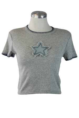 072-YZ25 Blusa Básica con estrella tipo mezclilla