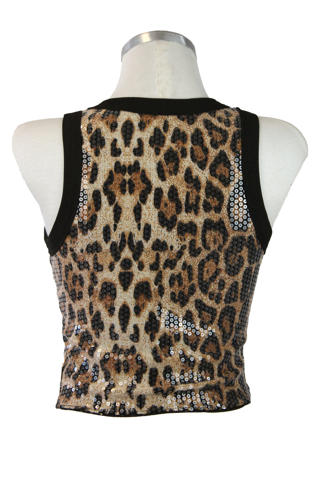 S-13125 Blusa Básica estampado leopardo y lentejuelas