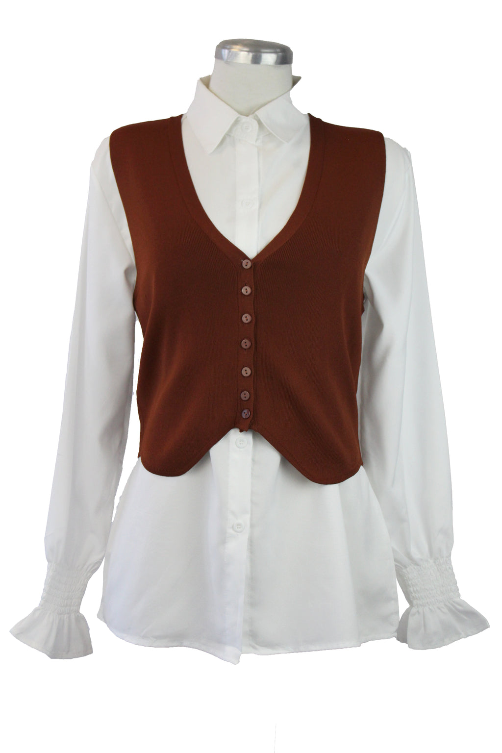 QQ820 Conjunto chaleco con camisa lisa