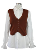 QQ820 Conjunto chaleco con camisa lisa