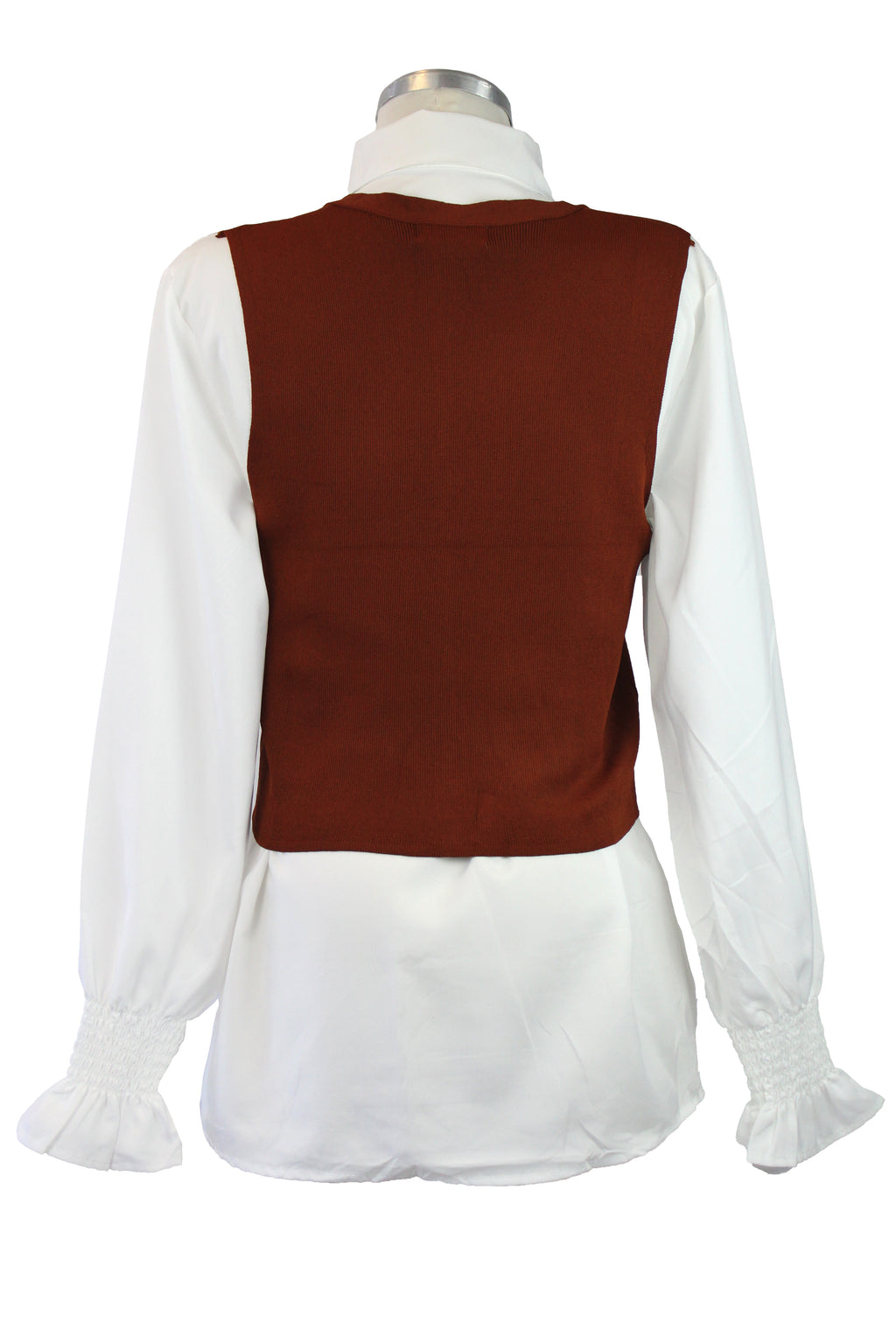 QQ820 Conjunto chaleco con camisa lisa