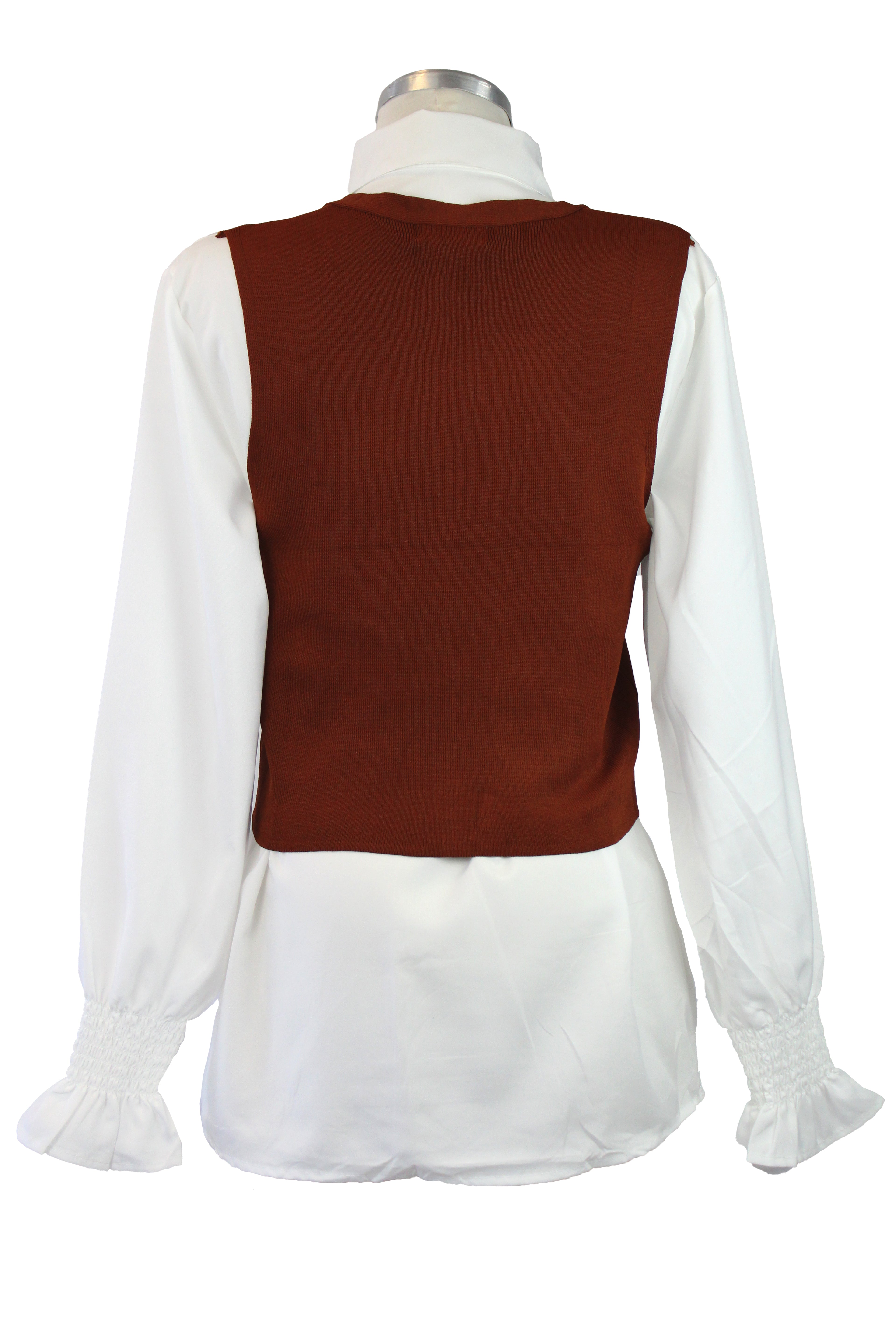 QQ820 Conjunto chaleco con camisa lisa