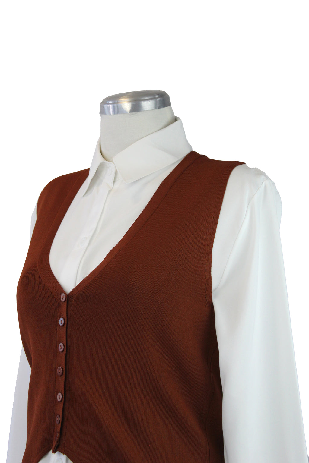 QQ820 Conjunto chaleco con camisa lisa