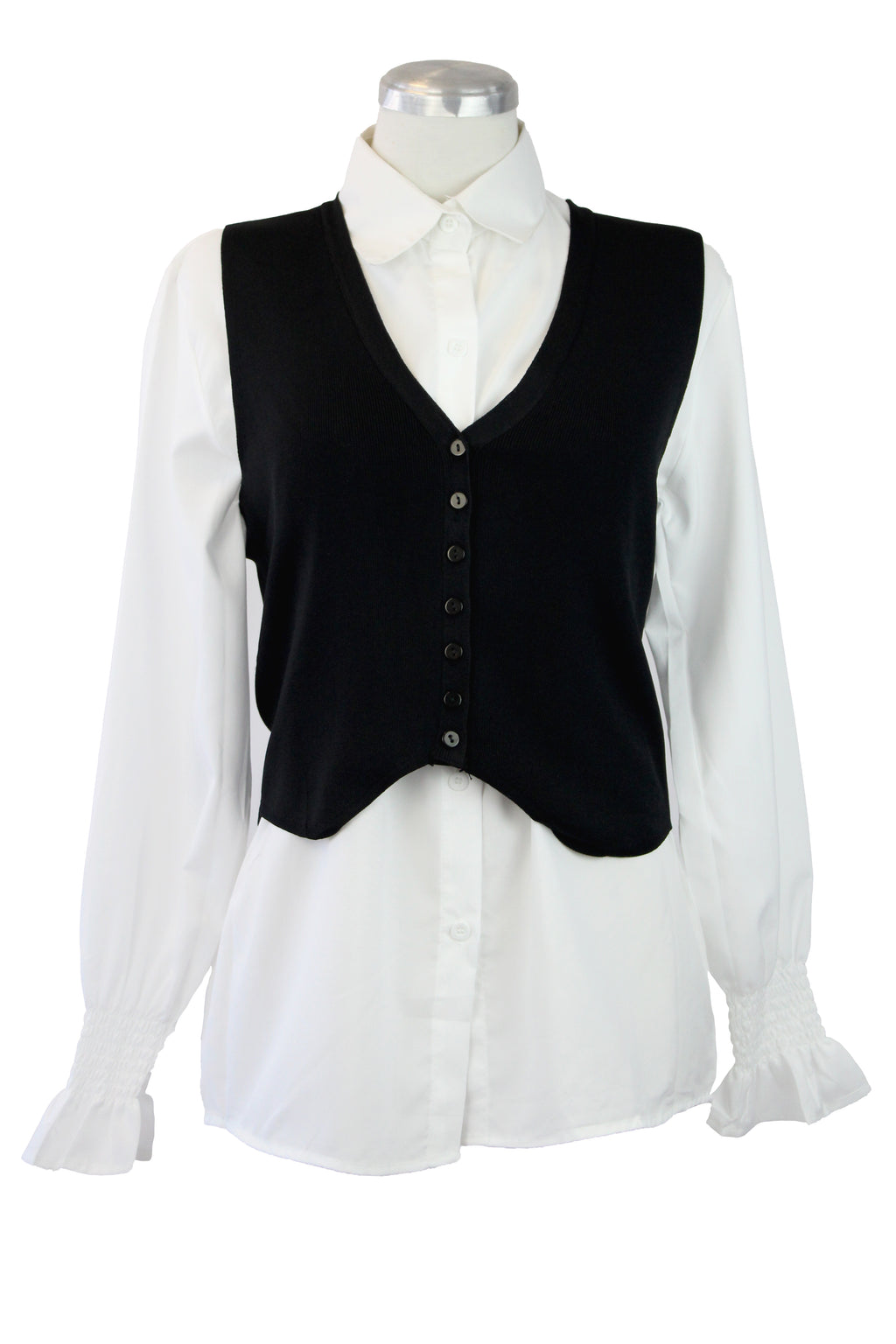 QQ820 Conjunto chaleco con camisa lisa